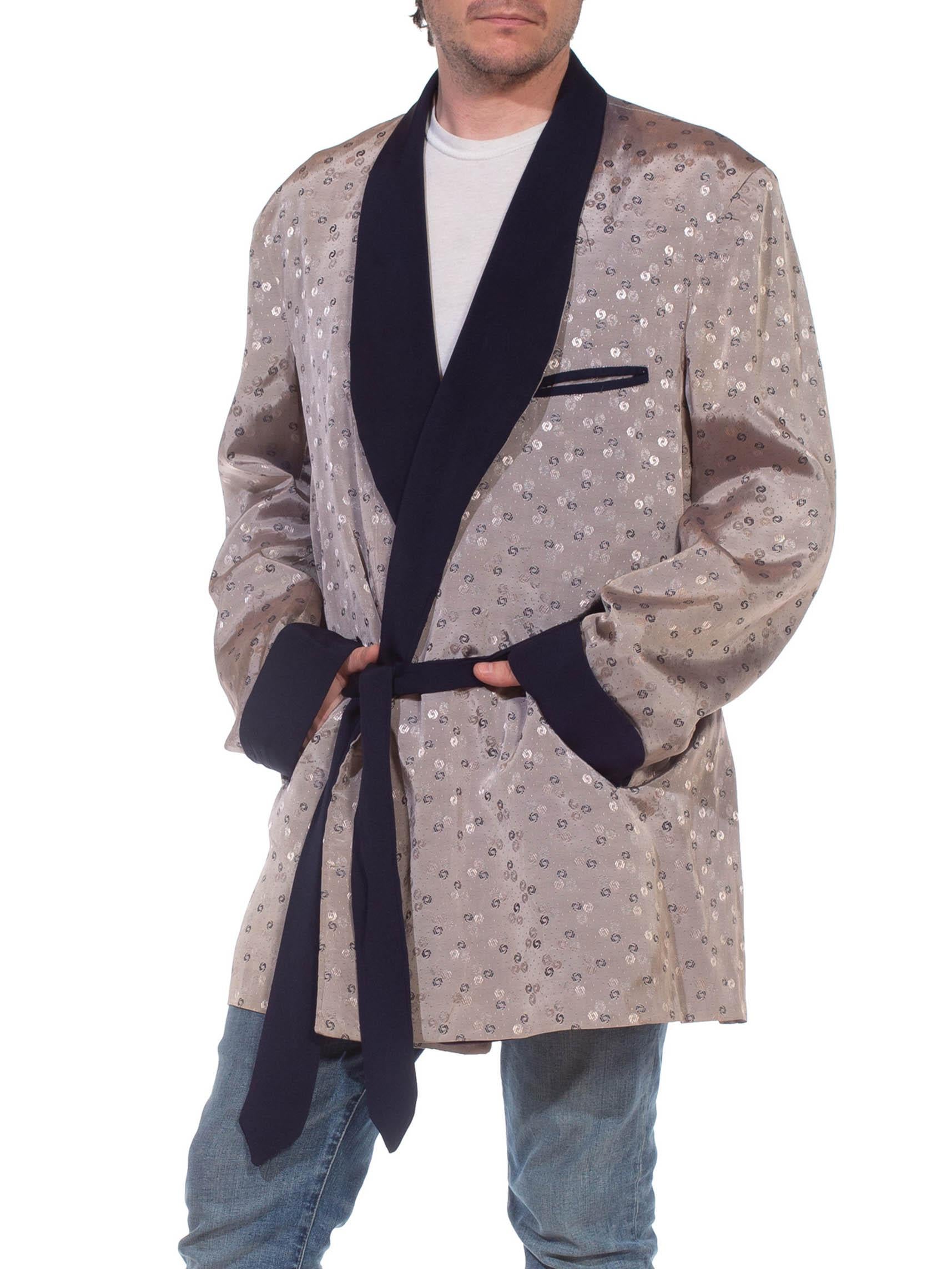 1980S Mauve e Royal Purple  Giacca da smoking in seta jacquard in vendita 2