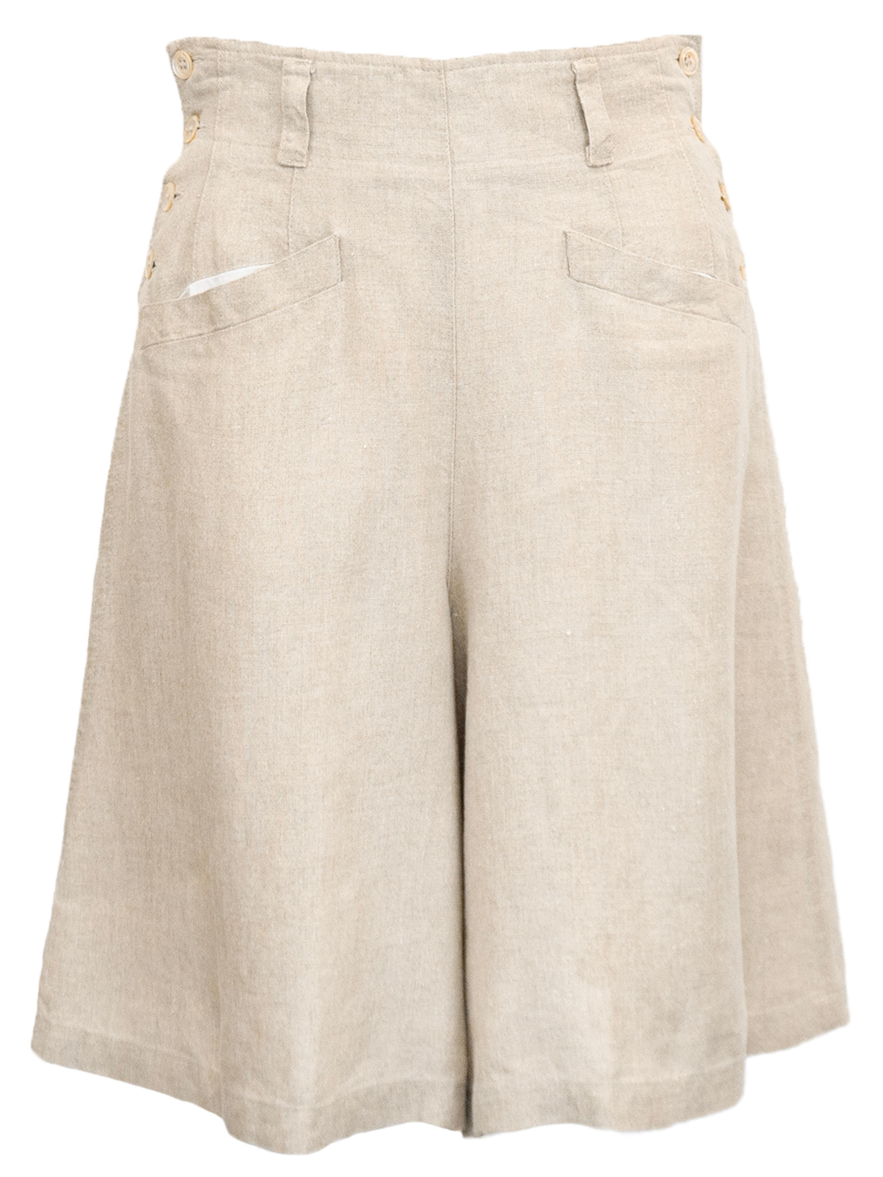 Beige Giacca Safari in lino beige e pantaloncini anni '80 di MaxMara Penny Black Label in vendita