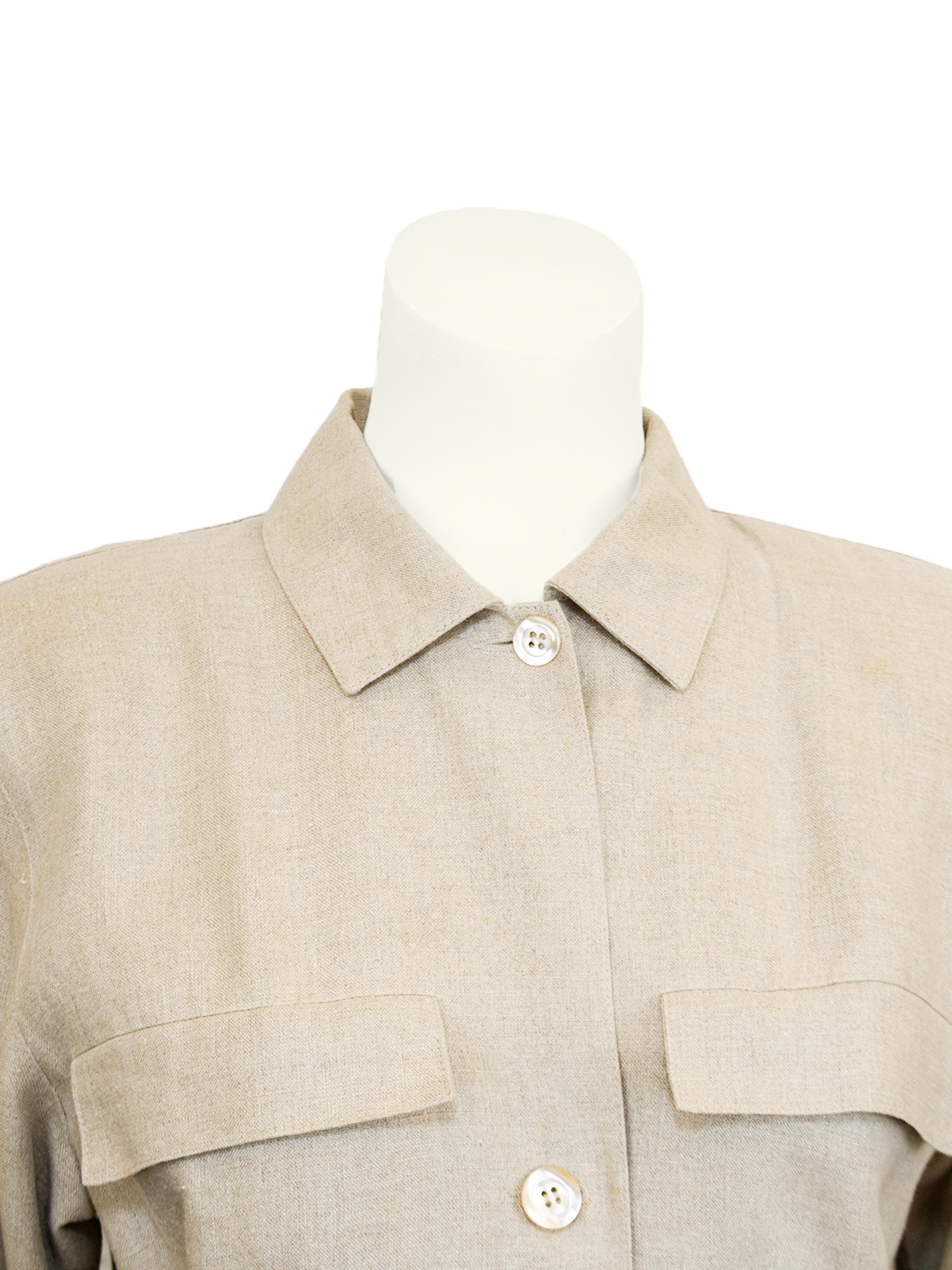 Giacca Safari in lino beige e pantaloncini anni '80 di MaxMara Penny Black Label In condizioni buone in vendita a Toronto, Ontario