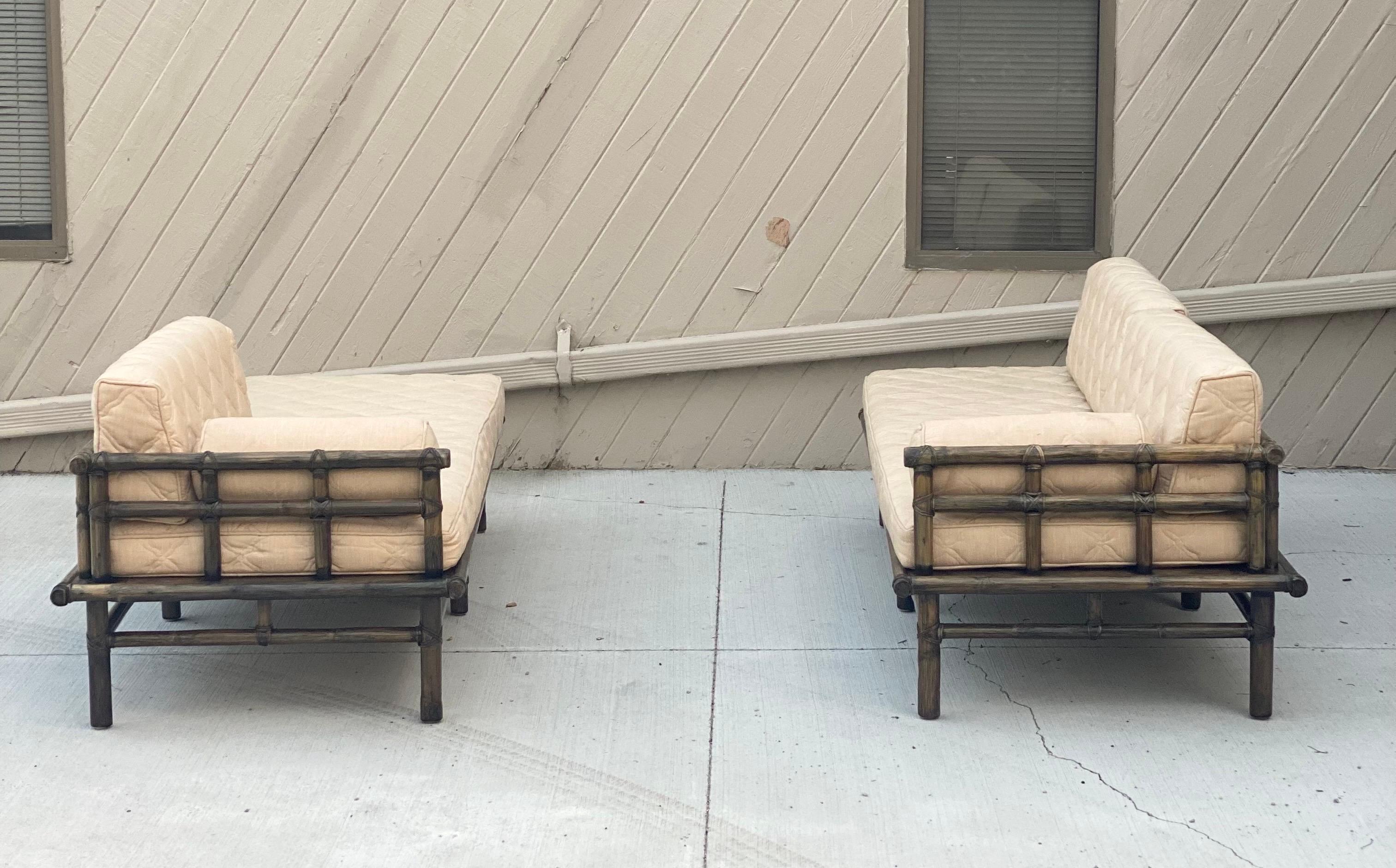 1980s McGuire Organic Modern Rattan Daybed or Sofas, a Pair 7