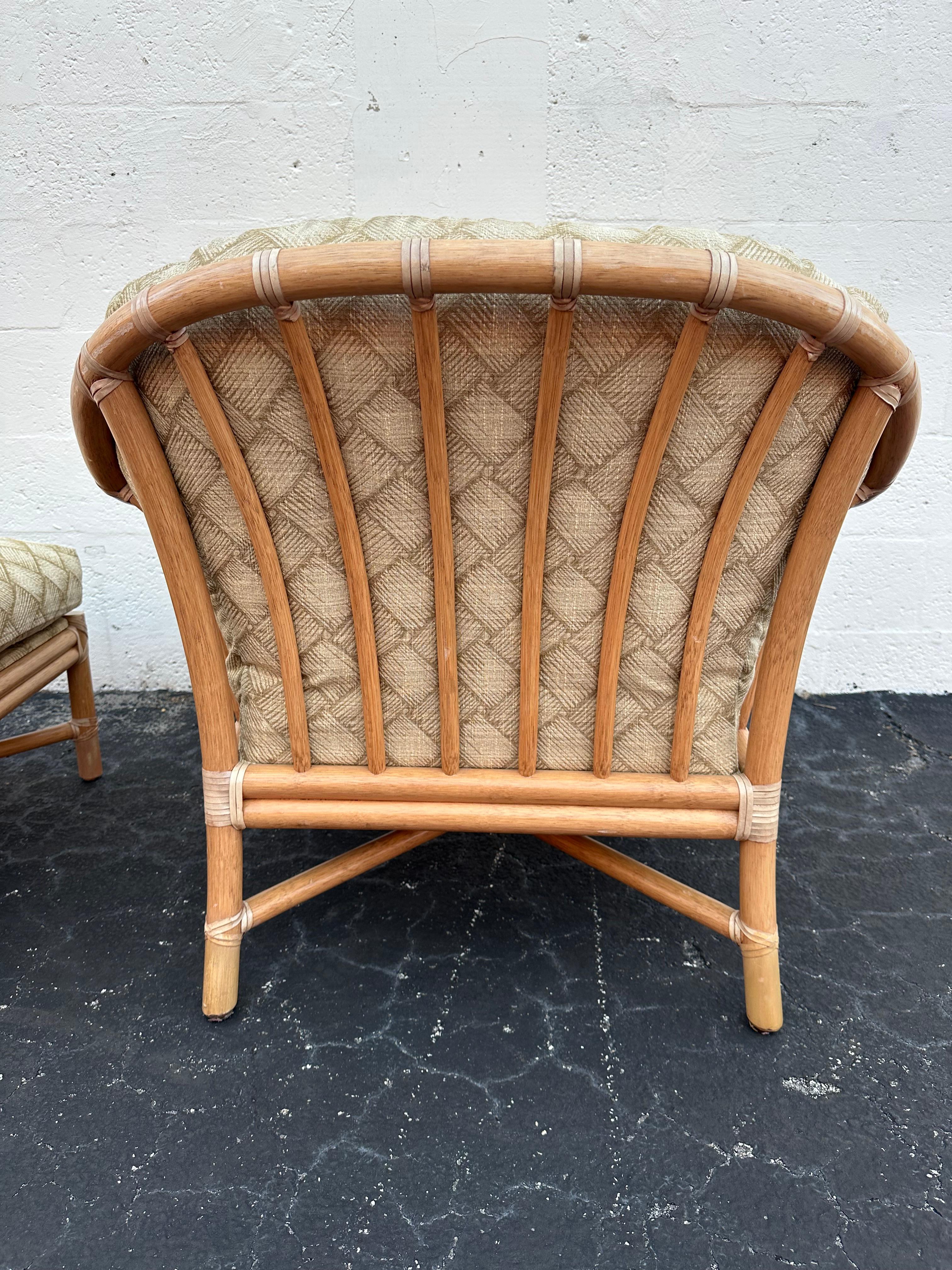 Sedia ottomana anni '80 McGuire in rattan Greene & Greene, Set di 2 in vendita 4