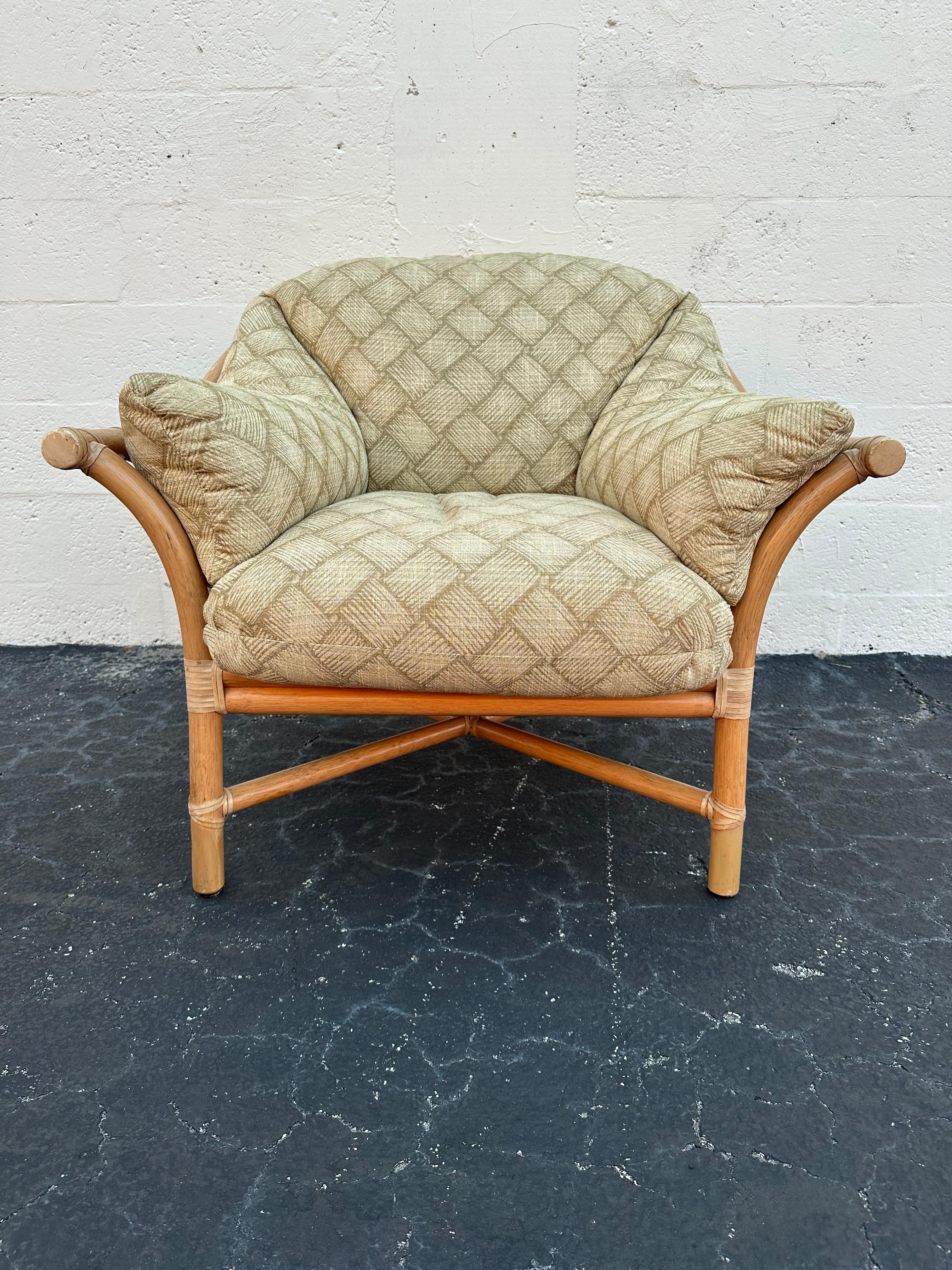 Sedia ottomana anni '80 McGuire in rattan Greene & Greene, Set di 2 in vendita 2
