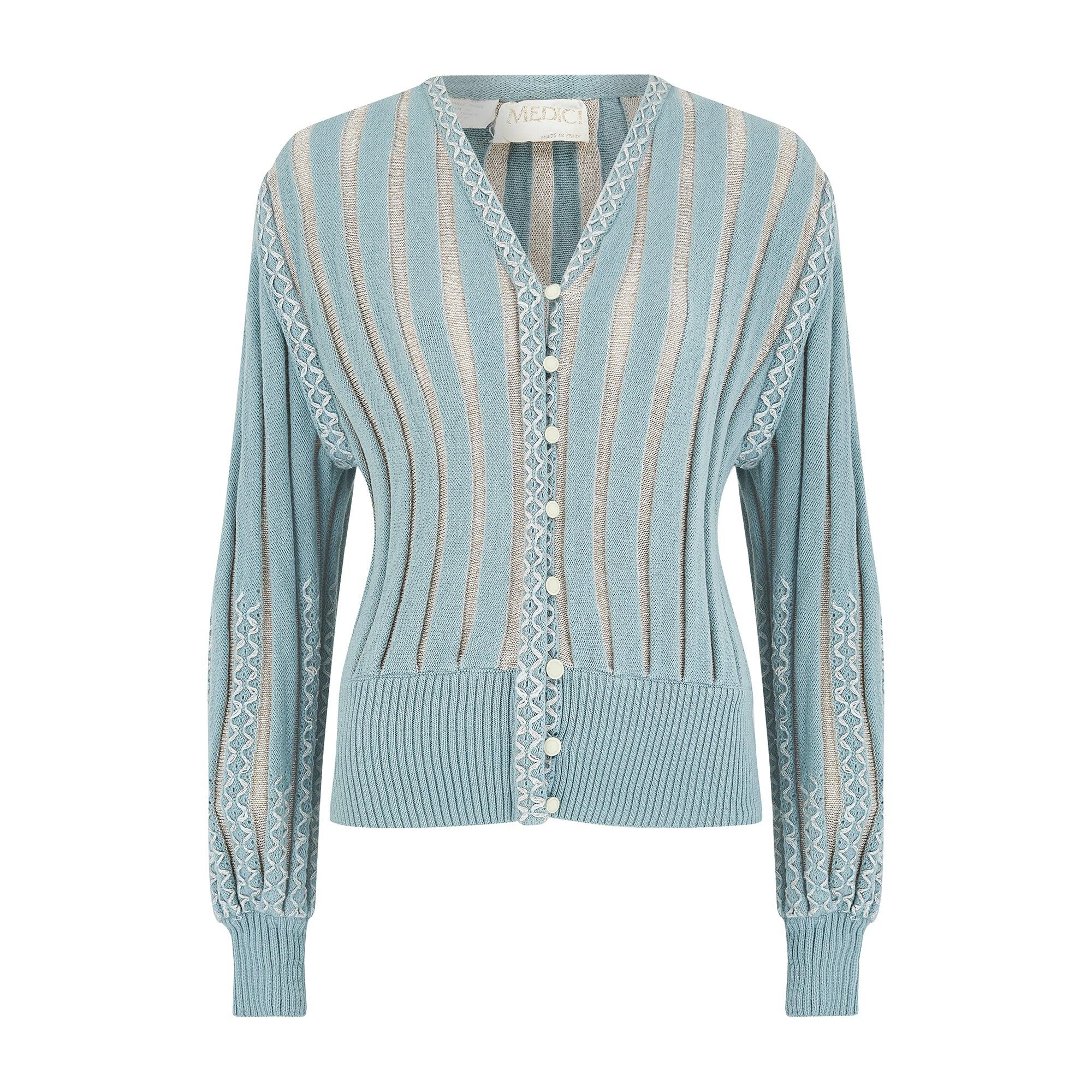 Tailleur jupe Medici bleu œuf de canard des années 1980 Excellent état - En vente à London, GB