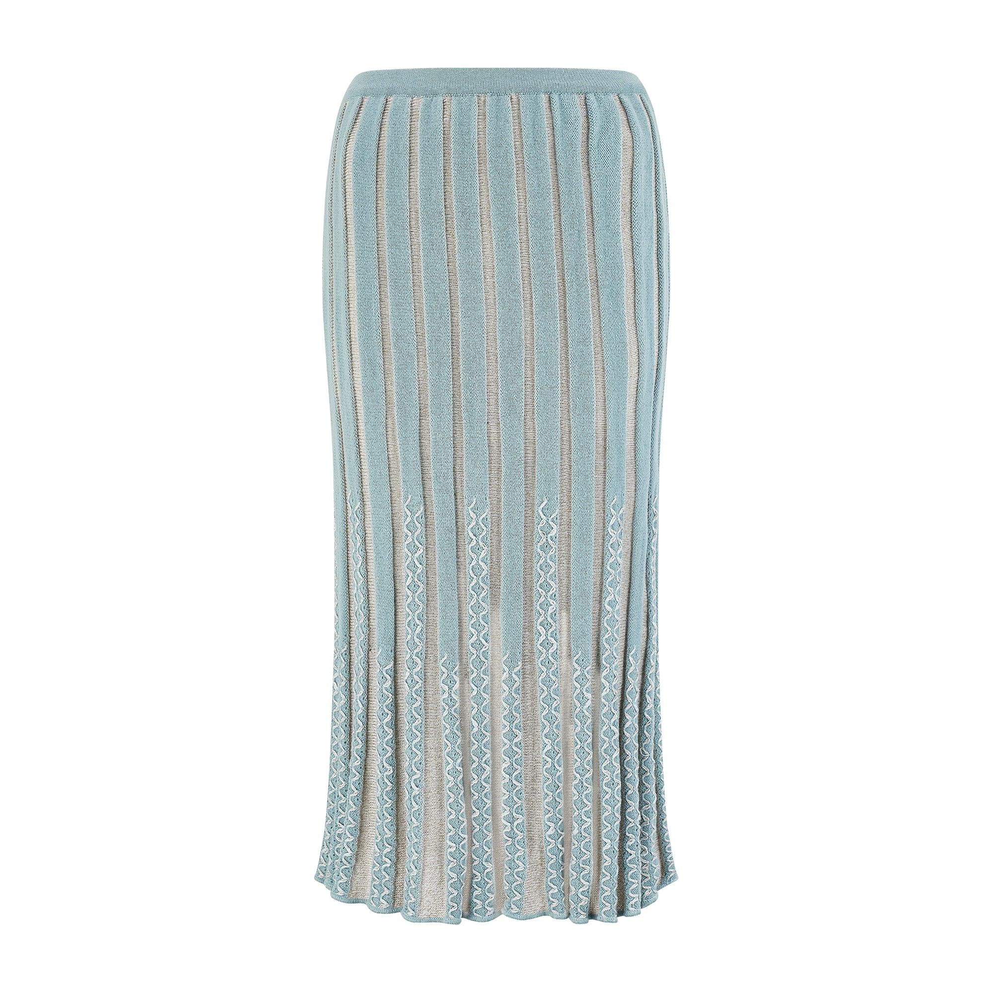 Tailleur jupe Medici bleu œuf de canard des années 1980 Pour femmes en vente