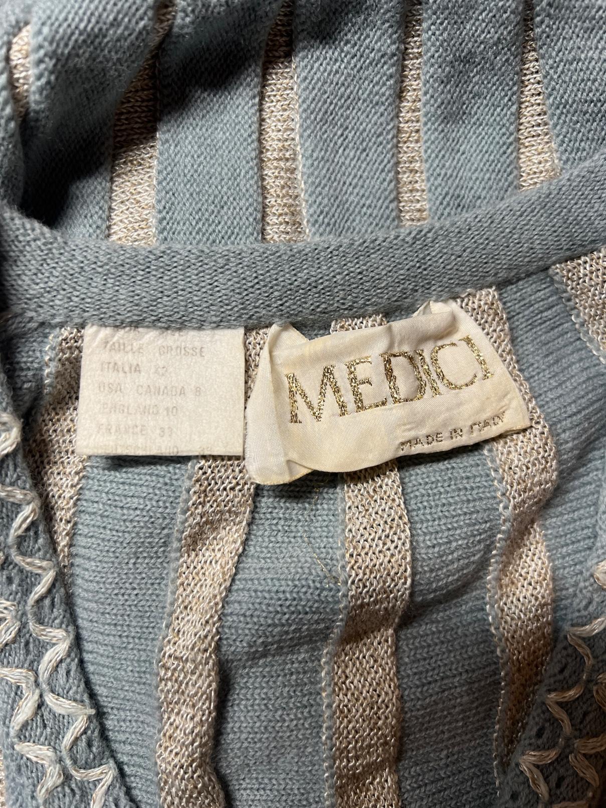 Tailleur jupe Medici bleu œuf de canard des années 1980 en vente 2