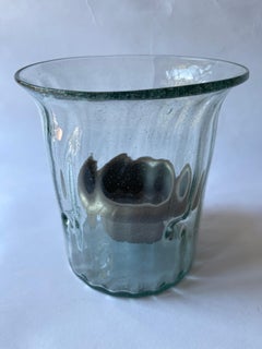 1980's Mexican Blown Glass Hurricane Shade Candle Holder Lantern