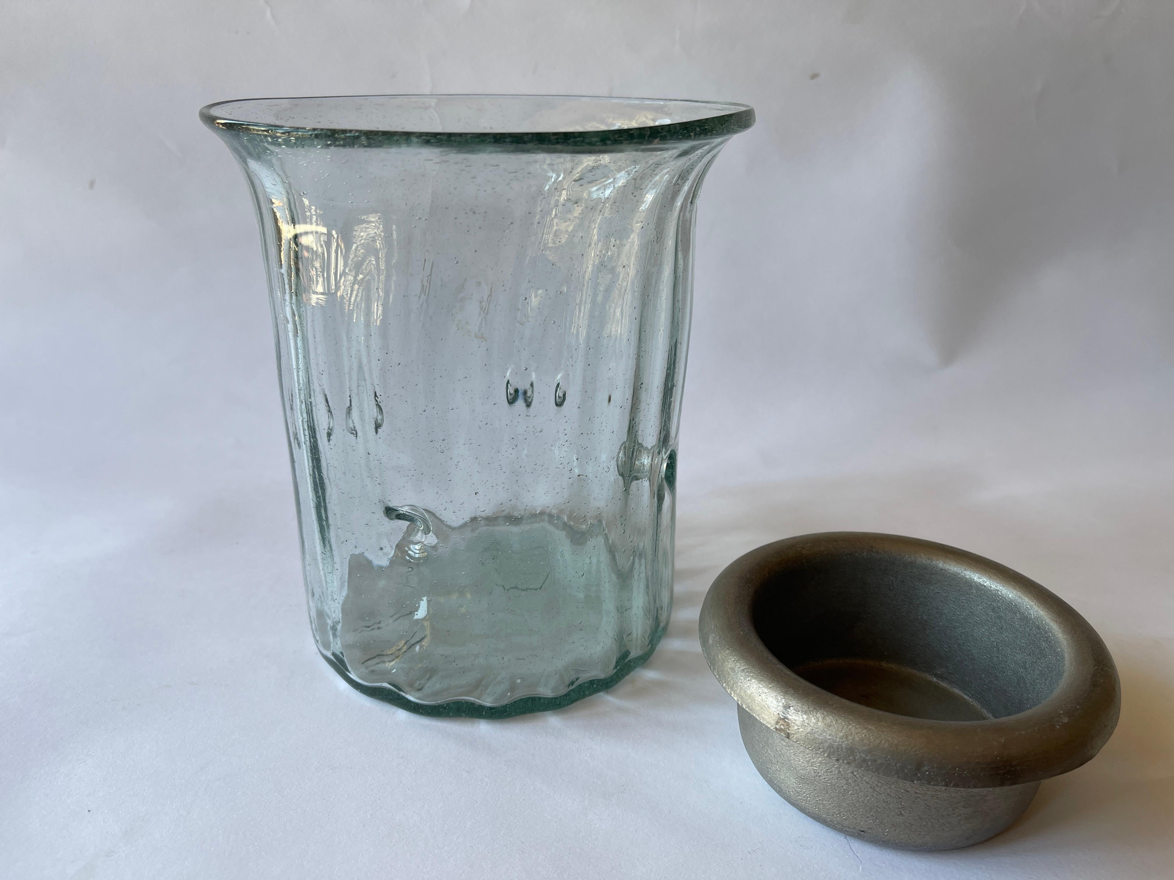Farol Portavelas de Cristal Soplado Mexicano de los años 80 en Bueno estado para la venta en New York, NY