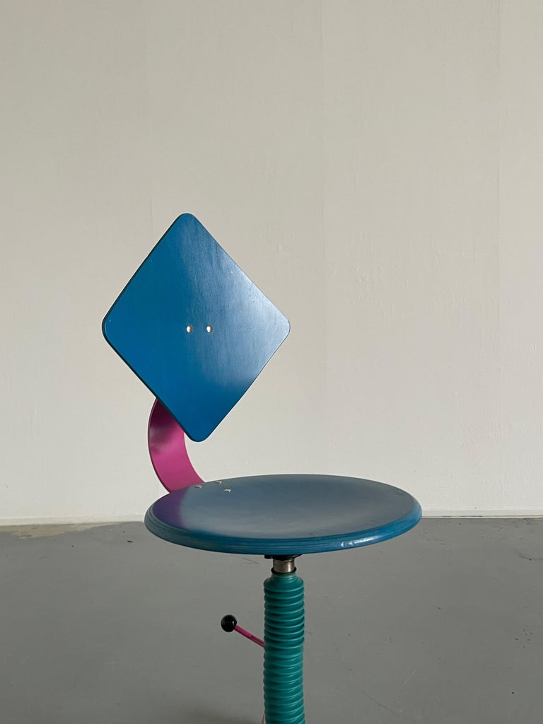 1980s Memphis Design Style Postmodern Colourful Adjustable Desk