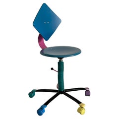 1980s Memphis Design Style Postmodern Colourful Adjustable Desk Chair by Impac