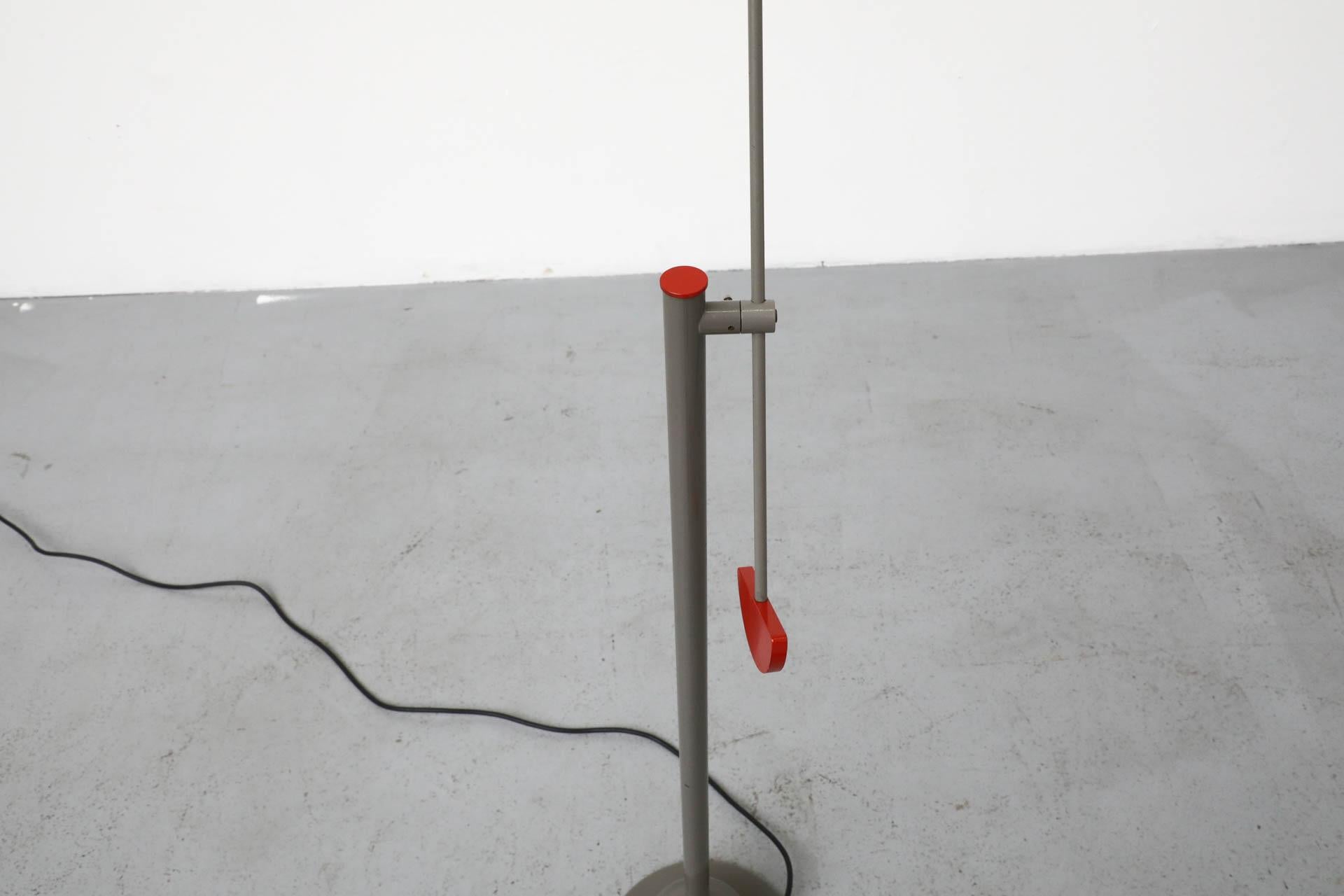 1980's Memphis Inspired Gray and Red Cantilevered Floor Lamp 4