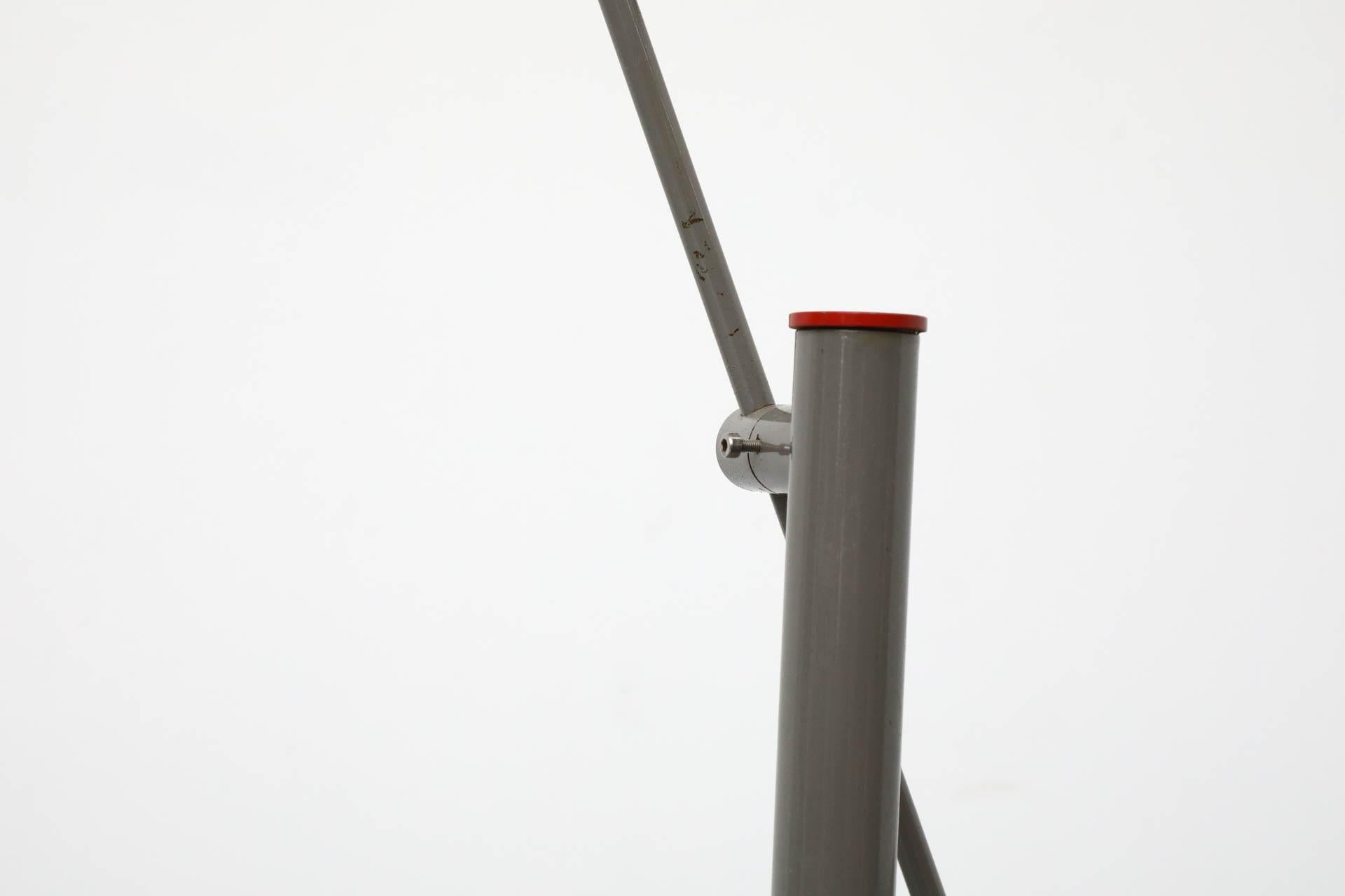 1980's Memphis Inspired Gray and Red Cantilevered Floor Lamp 8