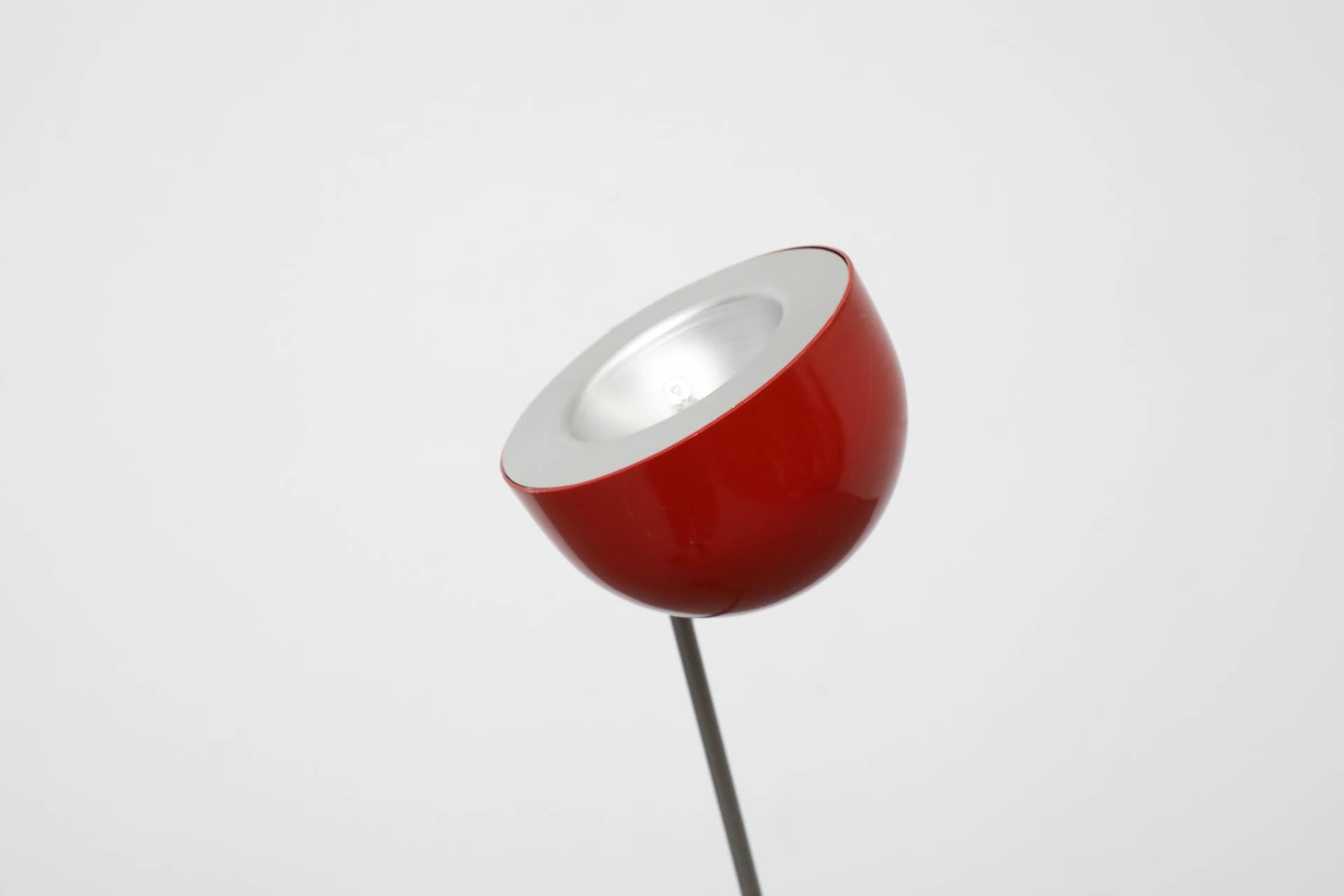 1980's Memphis Inspired Gray and Red Cantilevered Floor Lamp 10