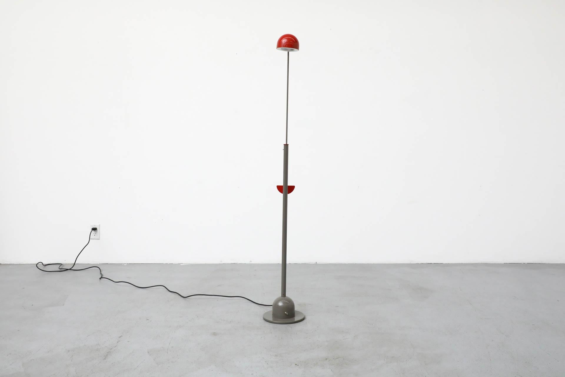 Late 20th Century 1980's Memphis Inspired Gray and Red Cantilevered Floor Lamp