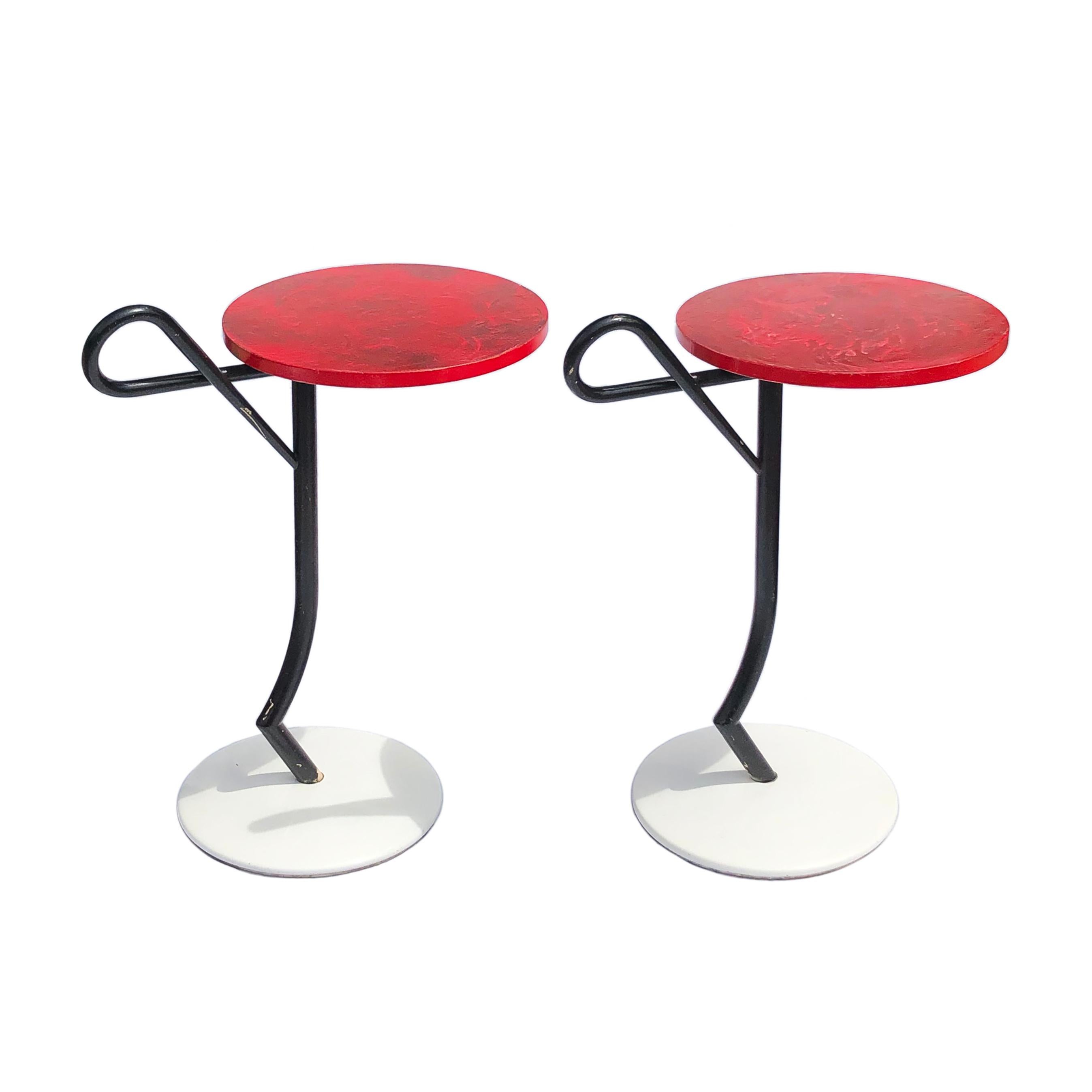 Post-Modern 1980s Memphis Milano Design Style Tall Side Tables Sottsass Period Modernist For Sale