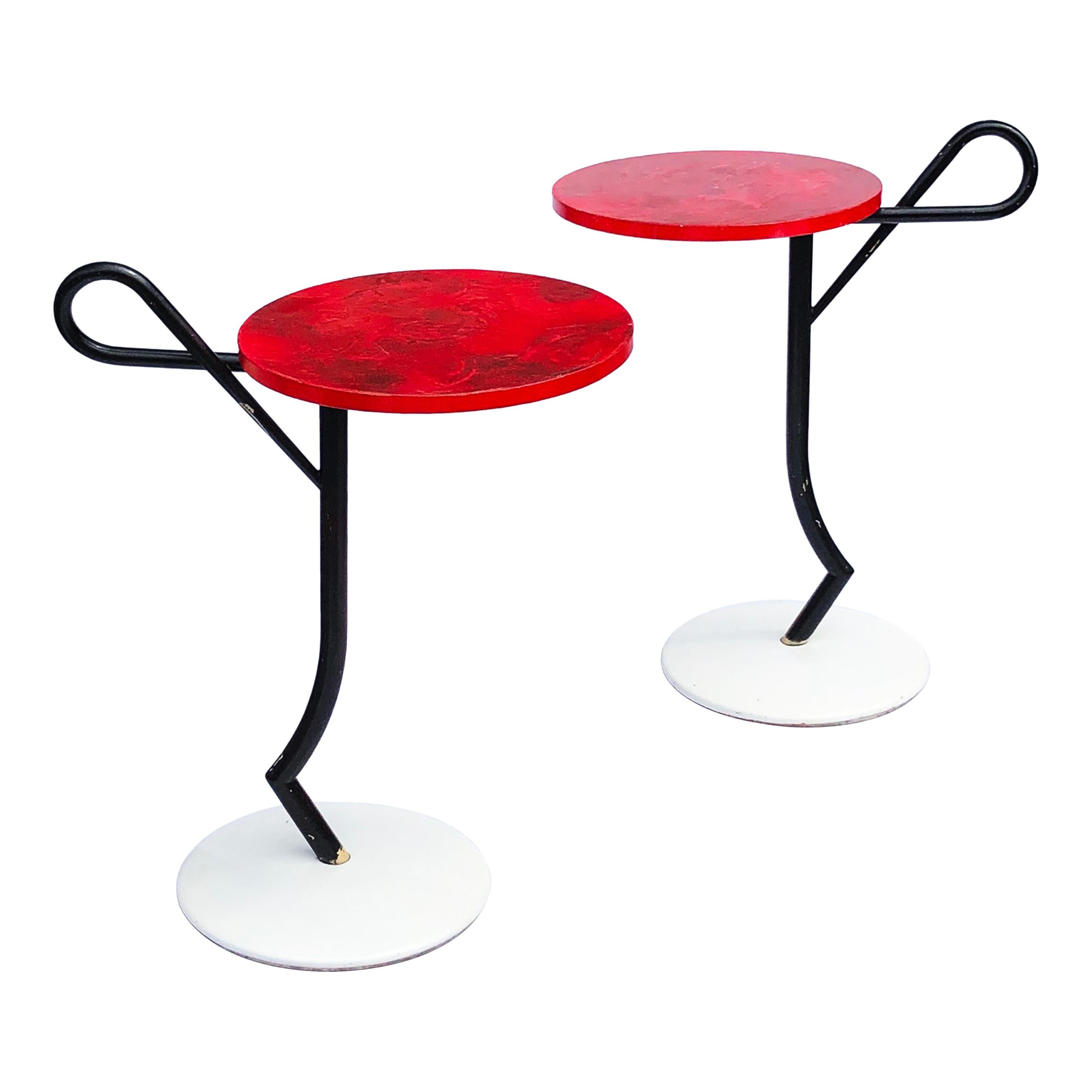 1980s Memphis Milano Design Style Tall Side Tables Sottsass Period Modernist For Sale
