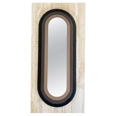 1980s Memphis Sculptural Long Pill Oval Shaped Wall Lucite Mirror