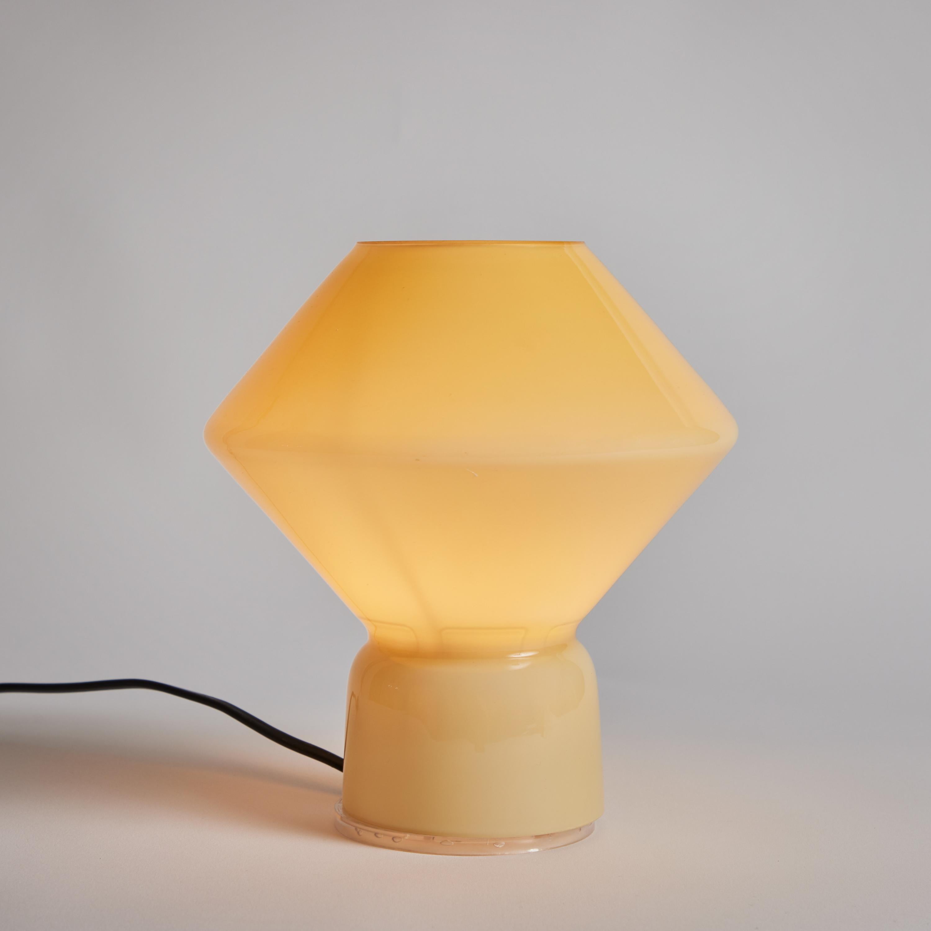 Mid-Century Modern 1980s Memphis Style 'Conica' Pale Yellow Glass Table Lamp for Artemide