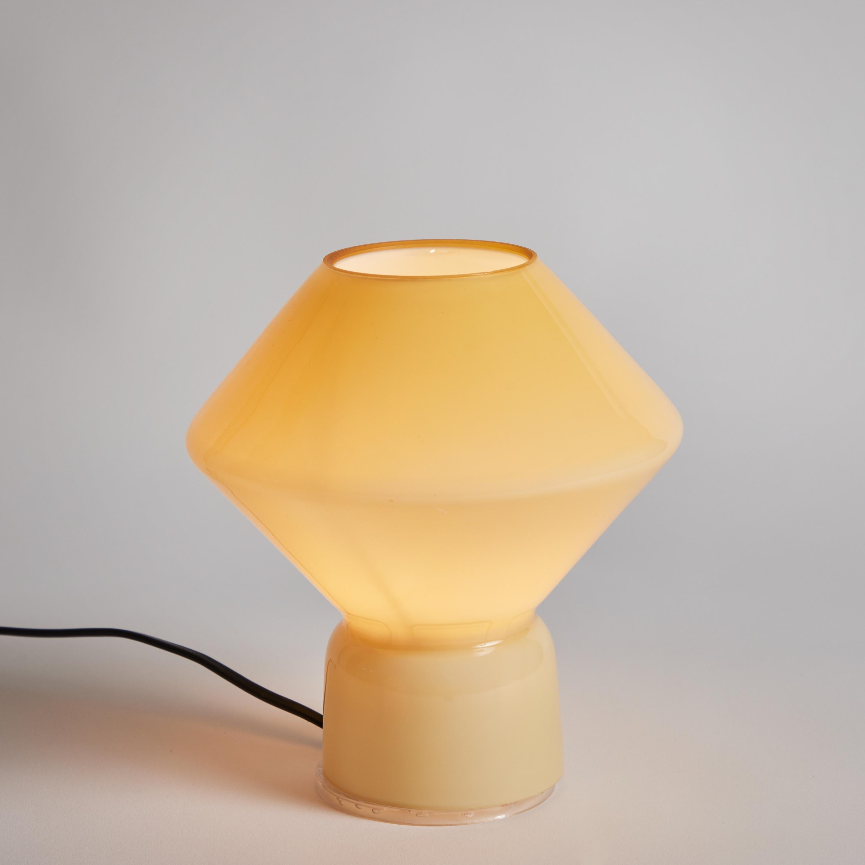 Italian 1980s Memphis Style 'Conica' Pale Yellow Glass Table Lamp for Artemide