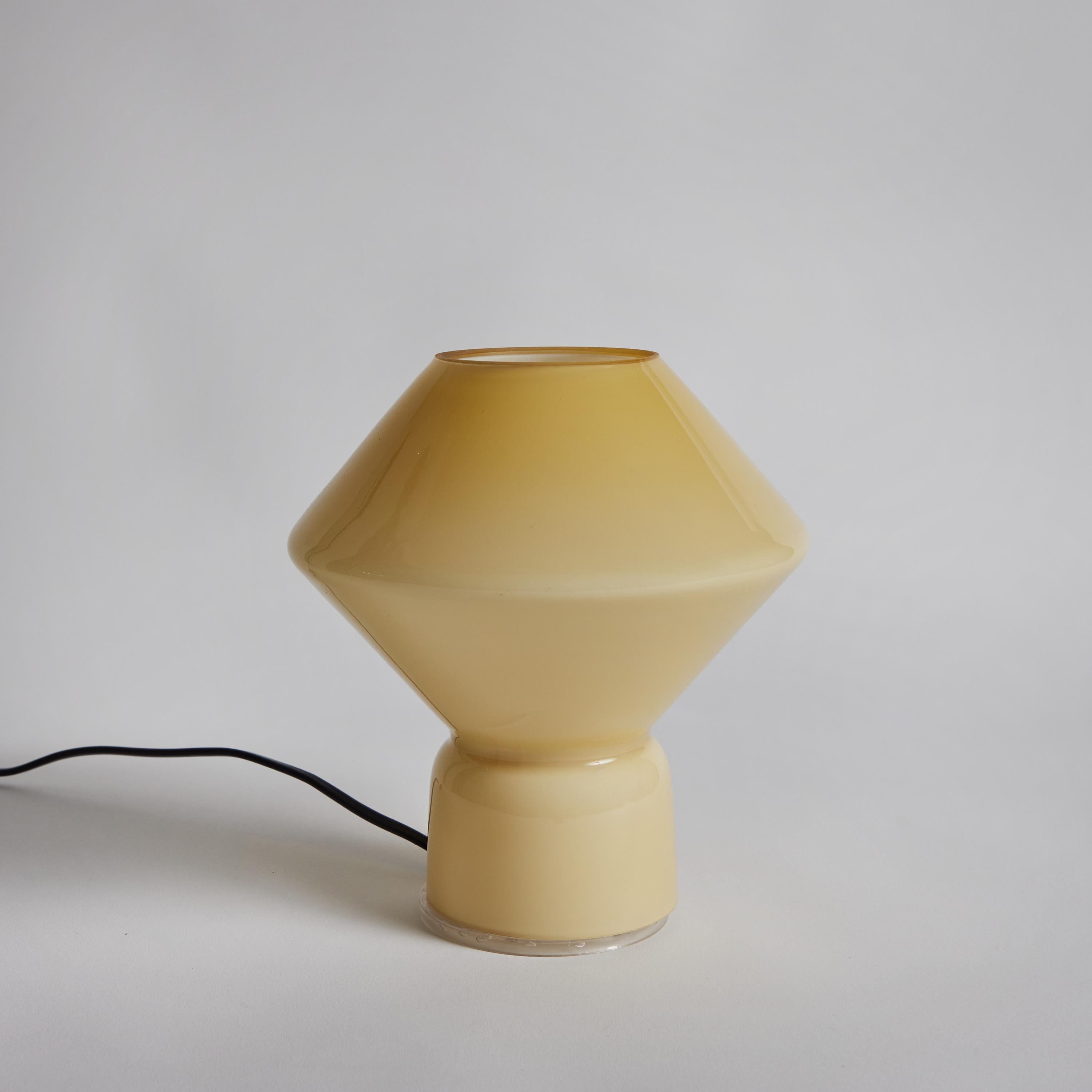 1980s Memphis Style 'Conica' Pale Yellow Glass Table Lamp for Artemide 3