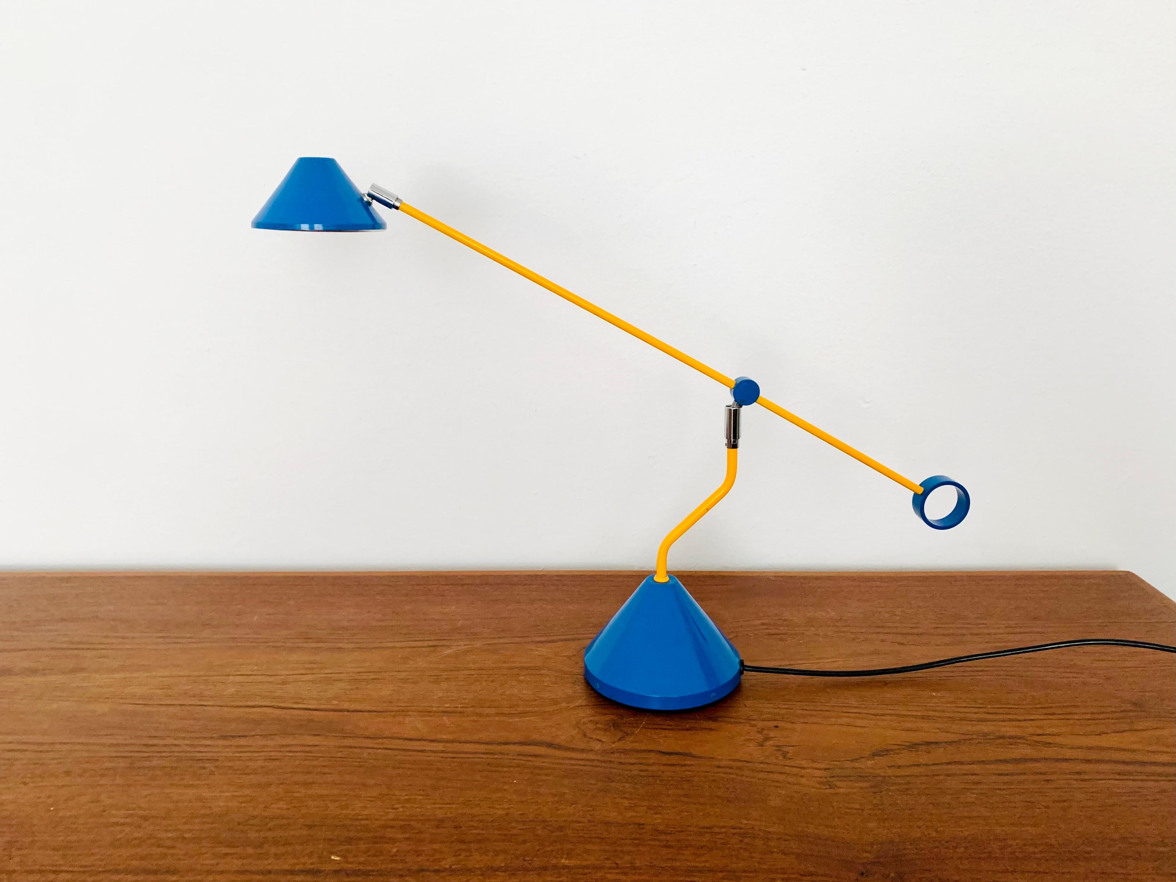 Bauhaus 1980s Memphis Style Halogen Table Lamp by Honsel For Sale