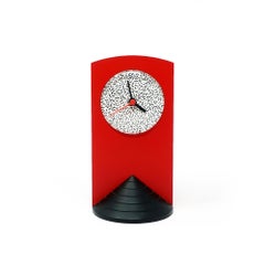1980s Memphis Style Red Triangle Base Desk Clock