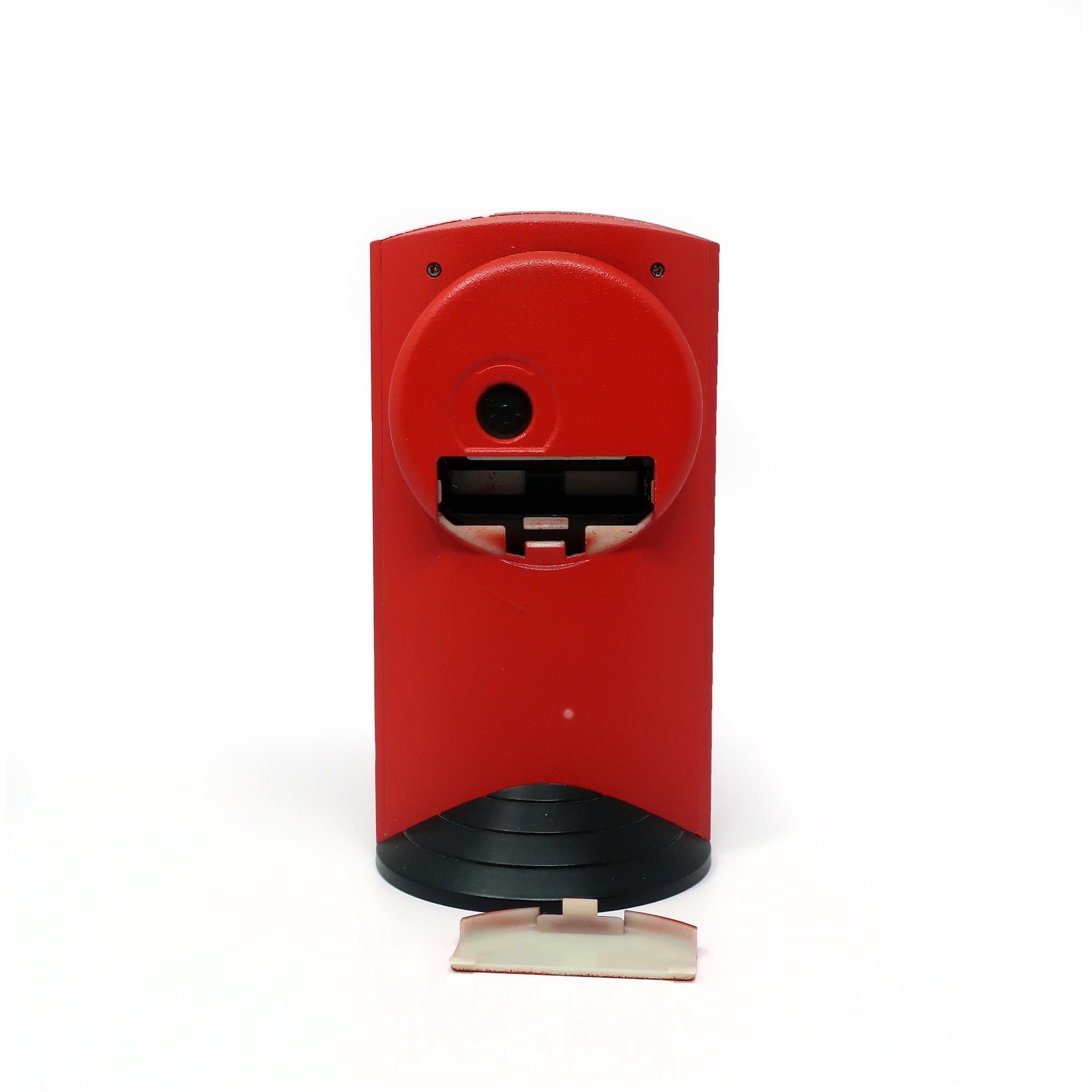 Plastic 1980s Memphis Style Red Triangle Base Desk Clock For Sale