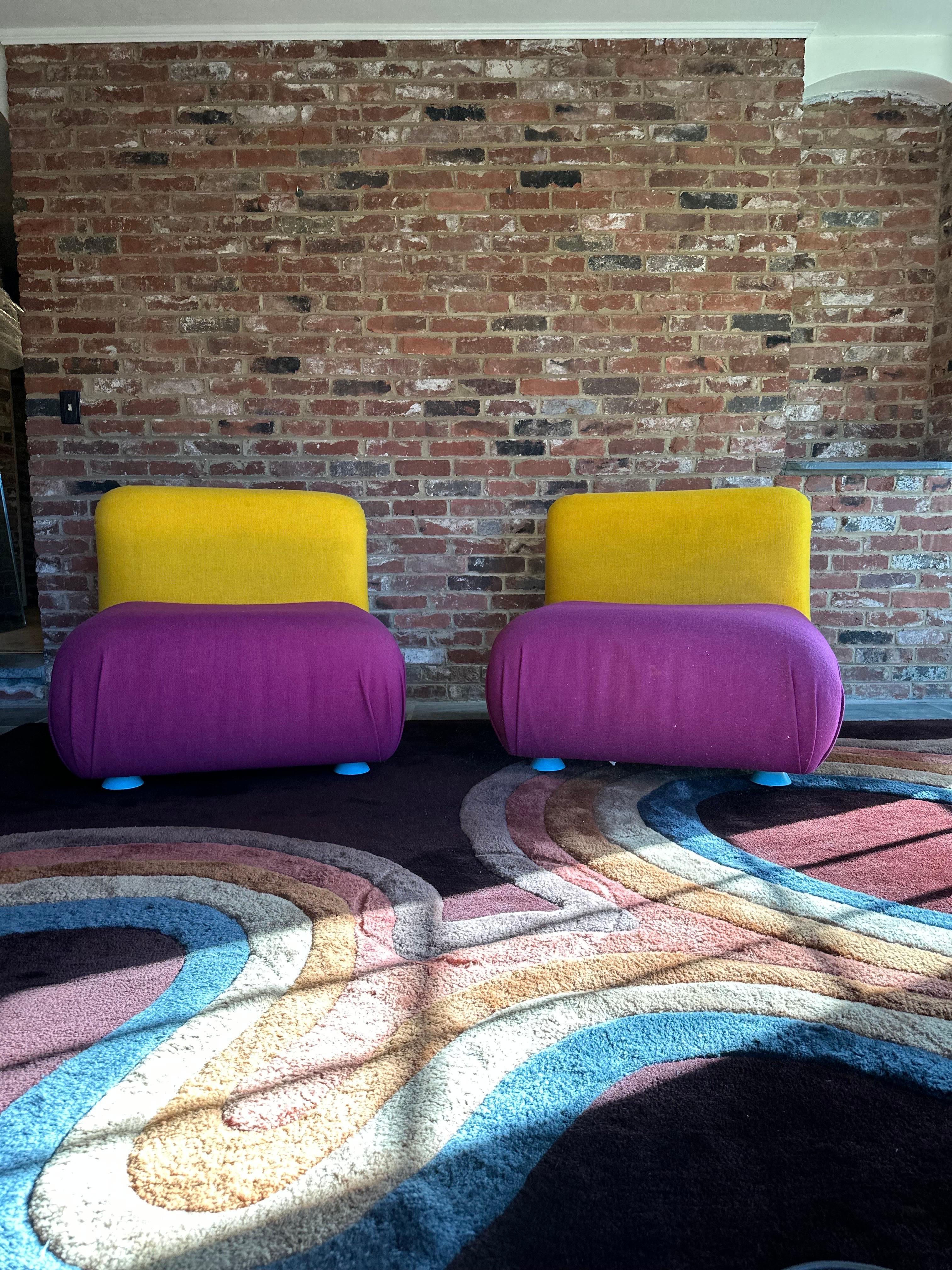1980s Memphis Style Slipper Chairs by Milo Baughman for Thayer Coggin, a Pair For Sale 6