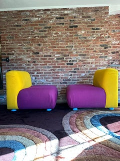 1980s Memphis Style Slipper Chairs by Milo Baughman for Thayer Coggin, a Pair