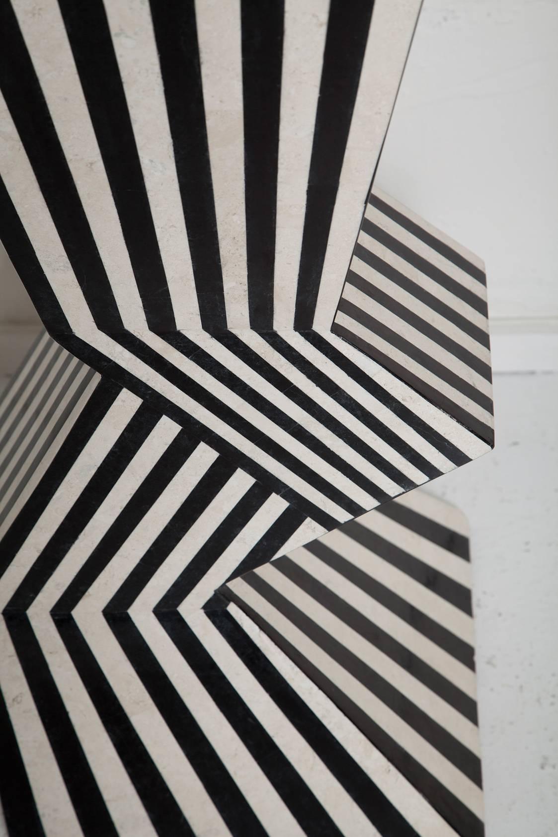 1980s Memphis-Style Tessellated Stone Pedestal 2