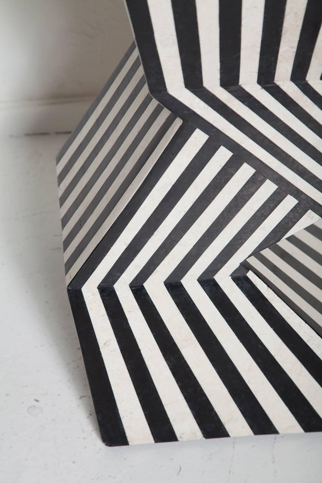 1980s Memphis-Style Tessellated Stone Pedestal 4