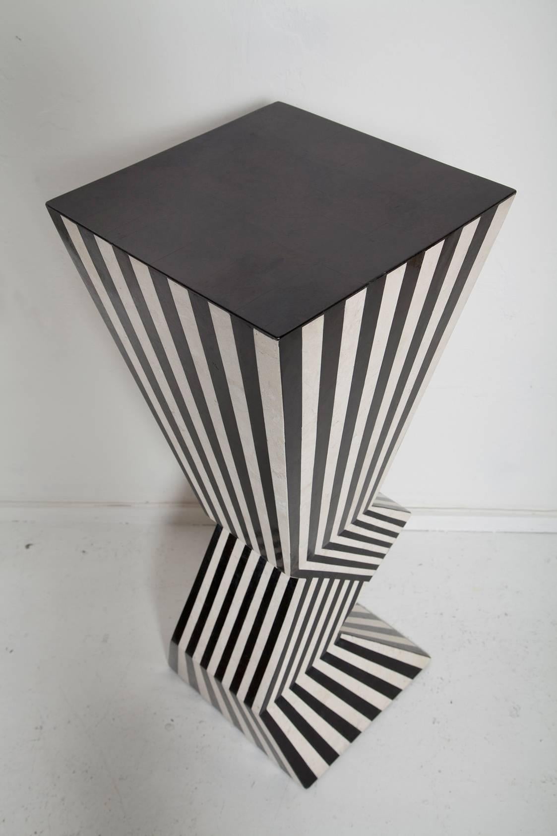 Post-Modern 1980s Memphis-Style Tessellated Stone Pedestal