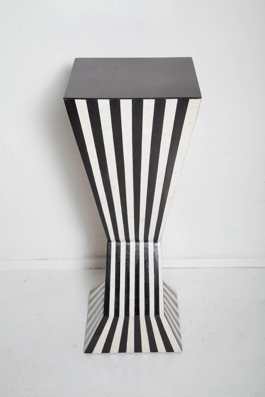 Hand-Crafted 1980s Memphis-Style Tessellated Stone Pedestal