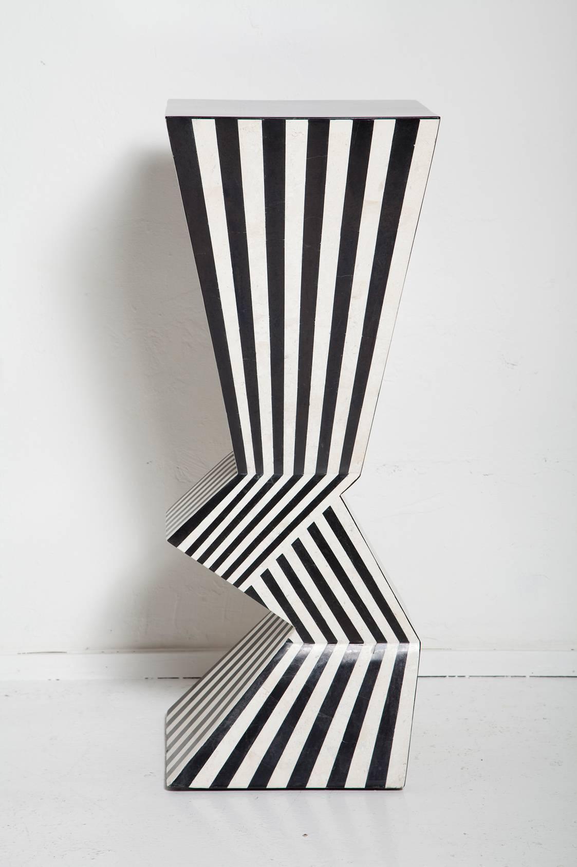 Late 20th Century 1980s Memphis-Style Tessellated Stone Pedestal