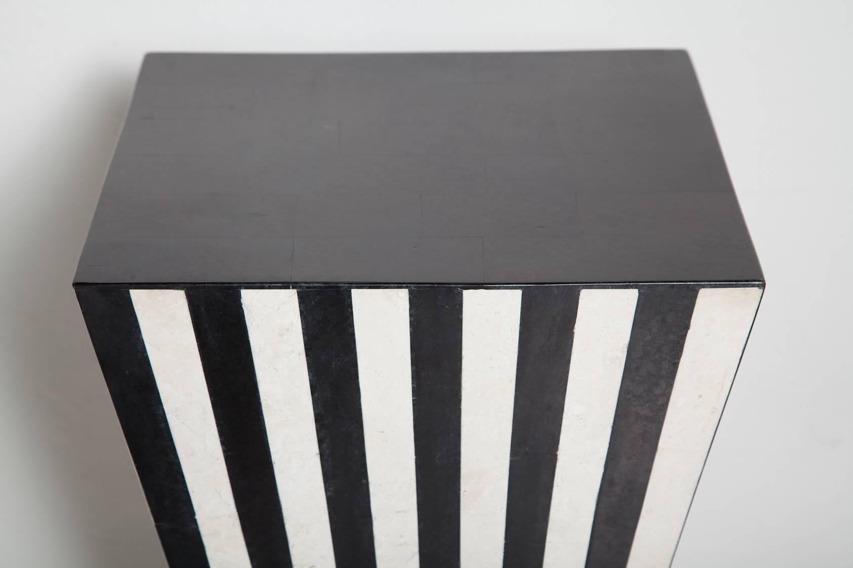 1980s Memphis-Style Tessellated Stone Pedestal 1