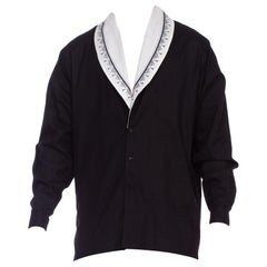 Retro 1980'S GIANNI VERSACE Black & White Cotton Piqué Men's Shirt