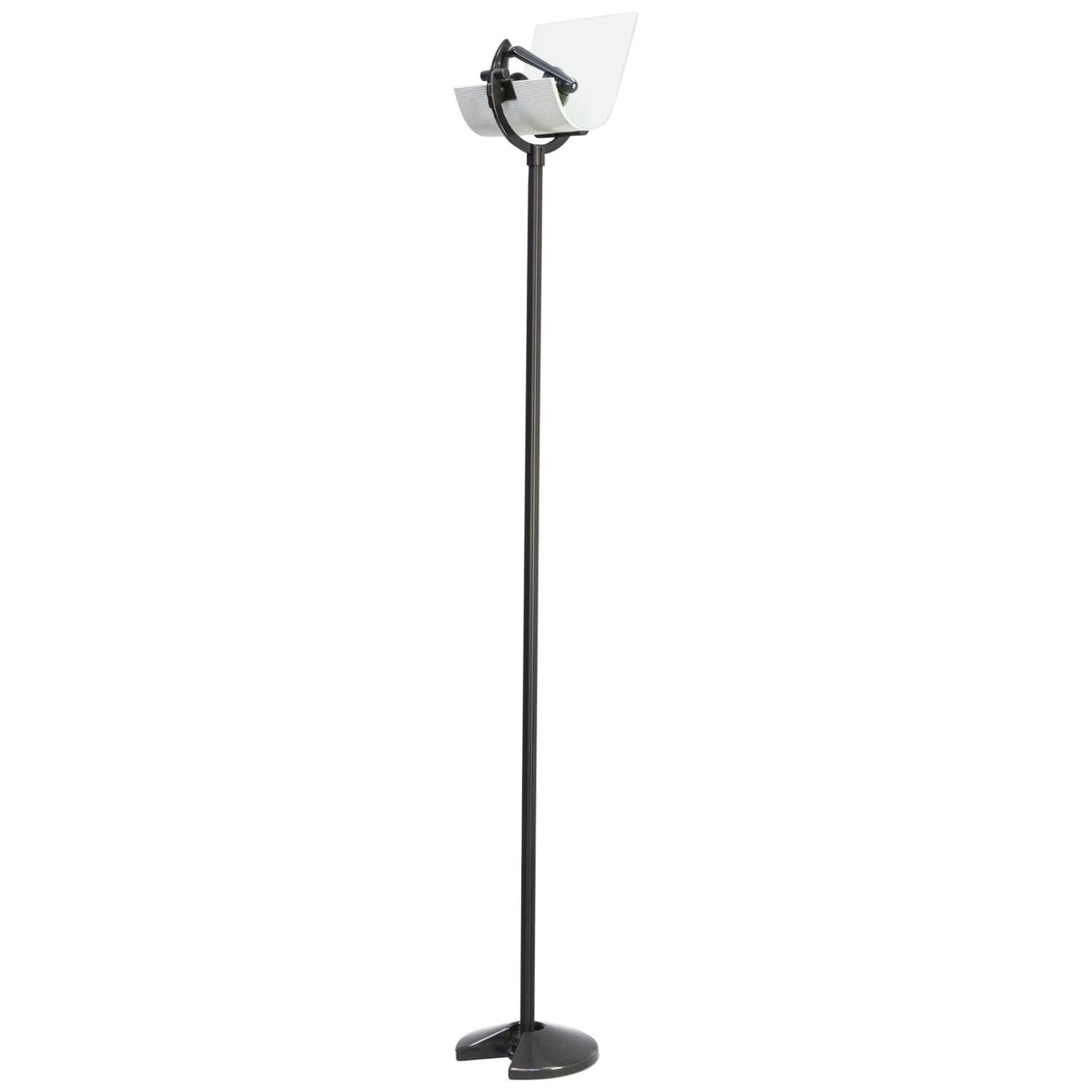 1980s Metal and Glass Tall Floor Lamp for Prandina For Sale
