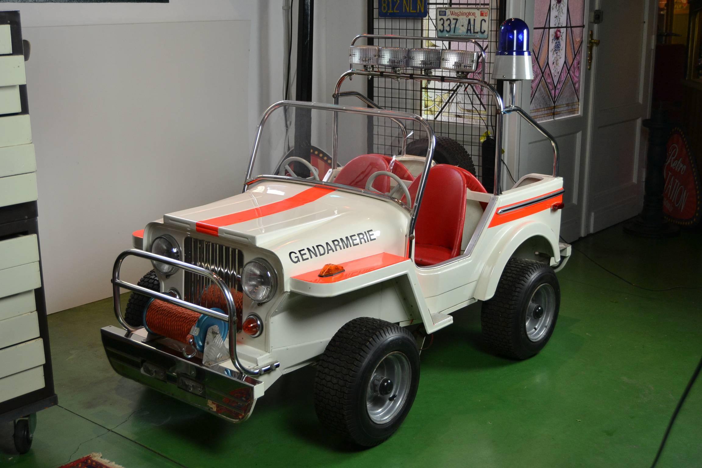 1980s Metal Carousel Police Jeep by  L' Autopède Belgium , Type Renegade Jeep 4