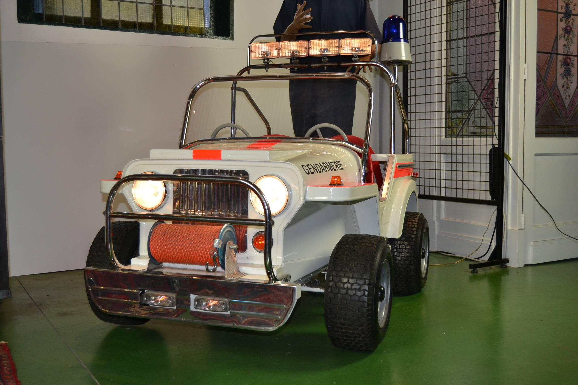 1980s Metal Carousel Police Jeep by  L' Autopède Belgium , Type Renegade Jeep 11