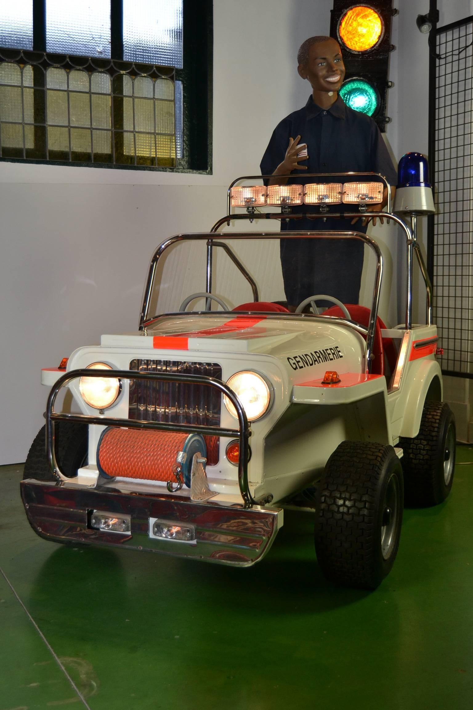 Modern 1980s Metal Carousel Police Jeep by  L' Autopède Belgium , Type Renegade Jeep