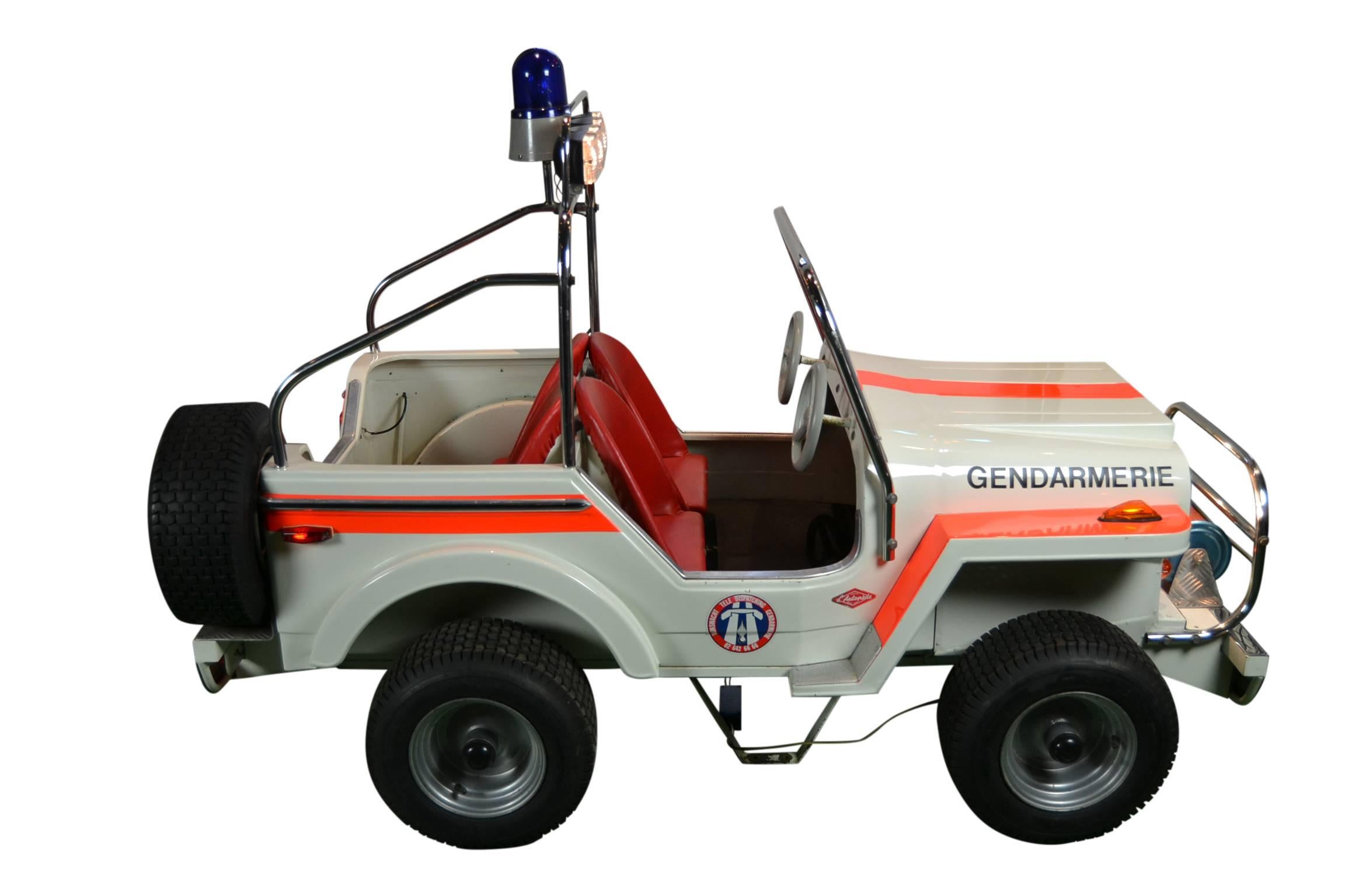 1980s Metal Carousel Police Jeep by  L' Autopède Belgium , Type Renegade Jeep 1