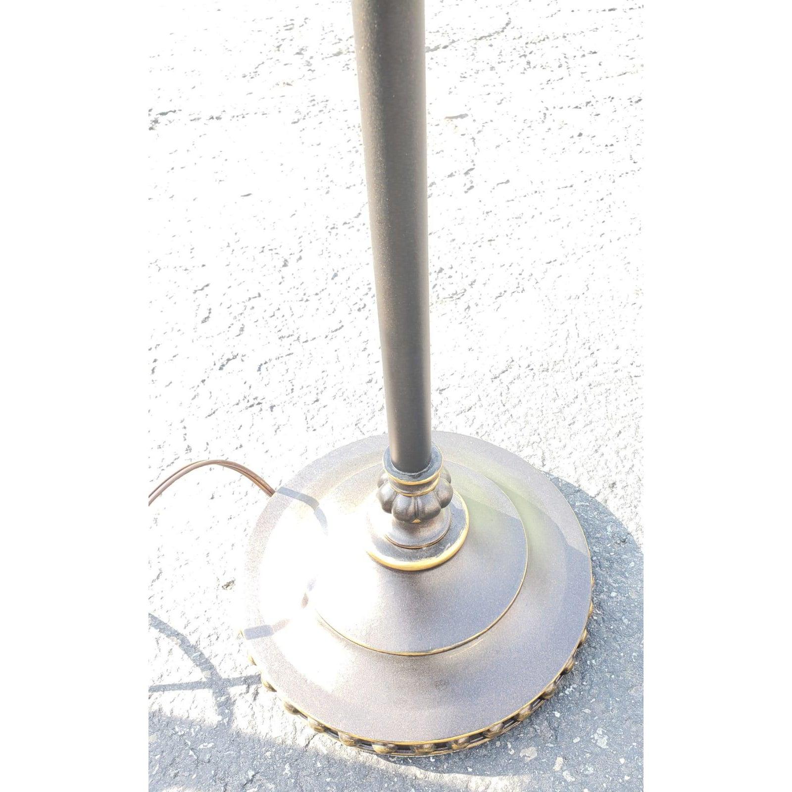 Dark brown metal floor lamp with marble Decor accent. Shade not Included.
 