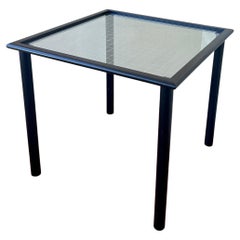 Table de salle à manger avec cadre en métal et verre à grille des années 1980 par Fly Line Italie 