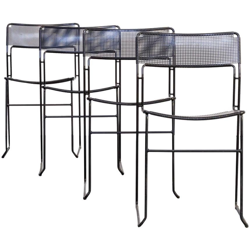 1980s Metal Stackable Dining Chair Set/4 For Sale