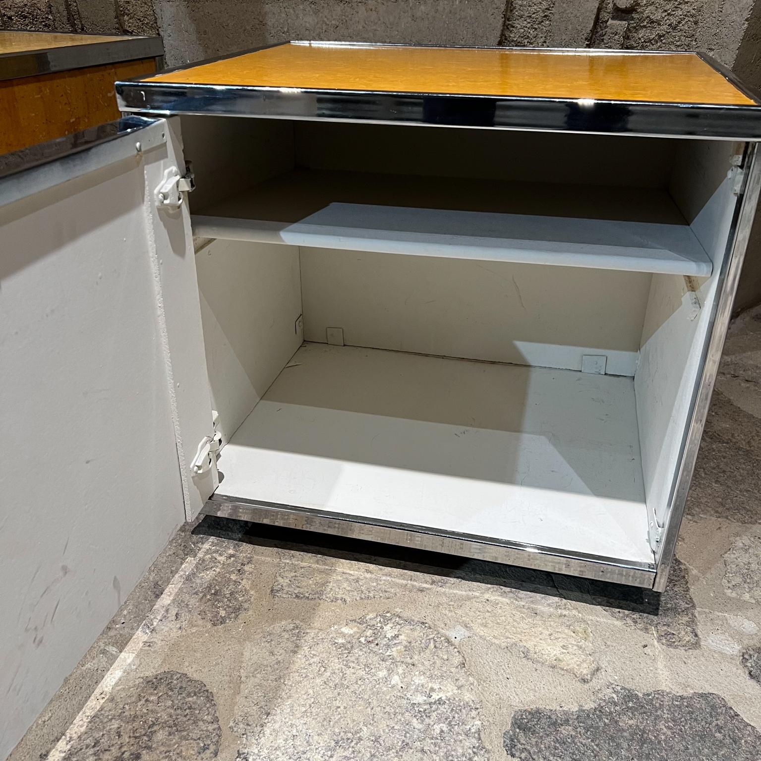 1980s Nightstands Burlwood & Chrome After Milo Baughman For Sale 3