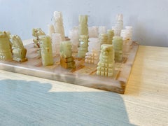 1980s Mexican Hand Carved Onyx Chess Set