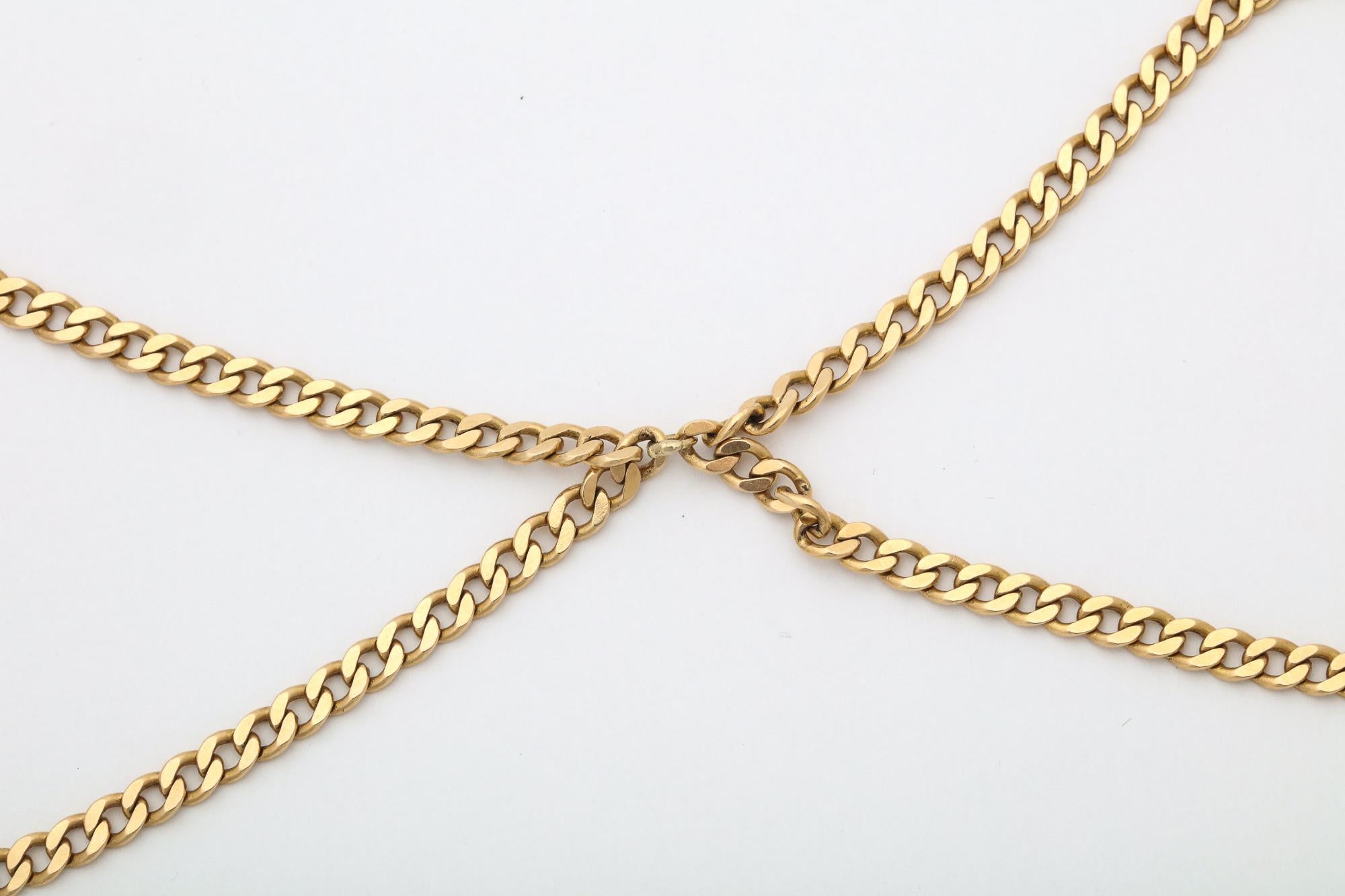 1980s Miami Cuban Design Double Strand Open Link Gold Chain Necklace 2