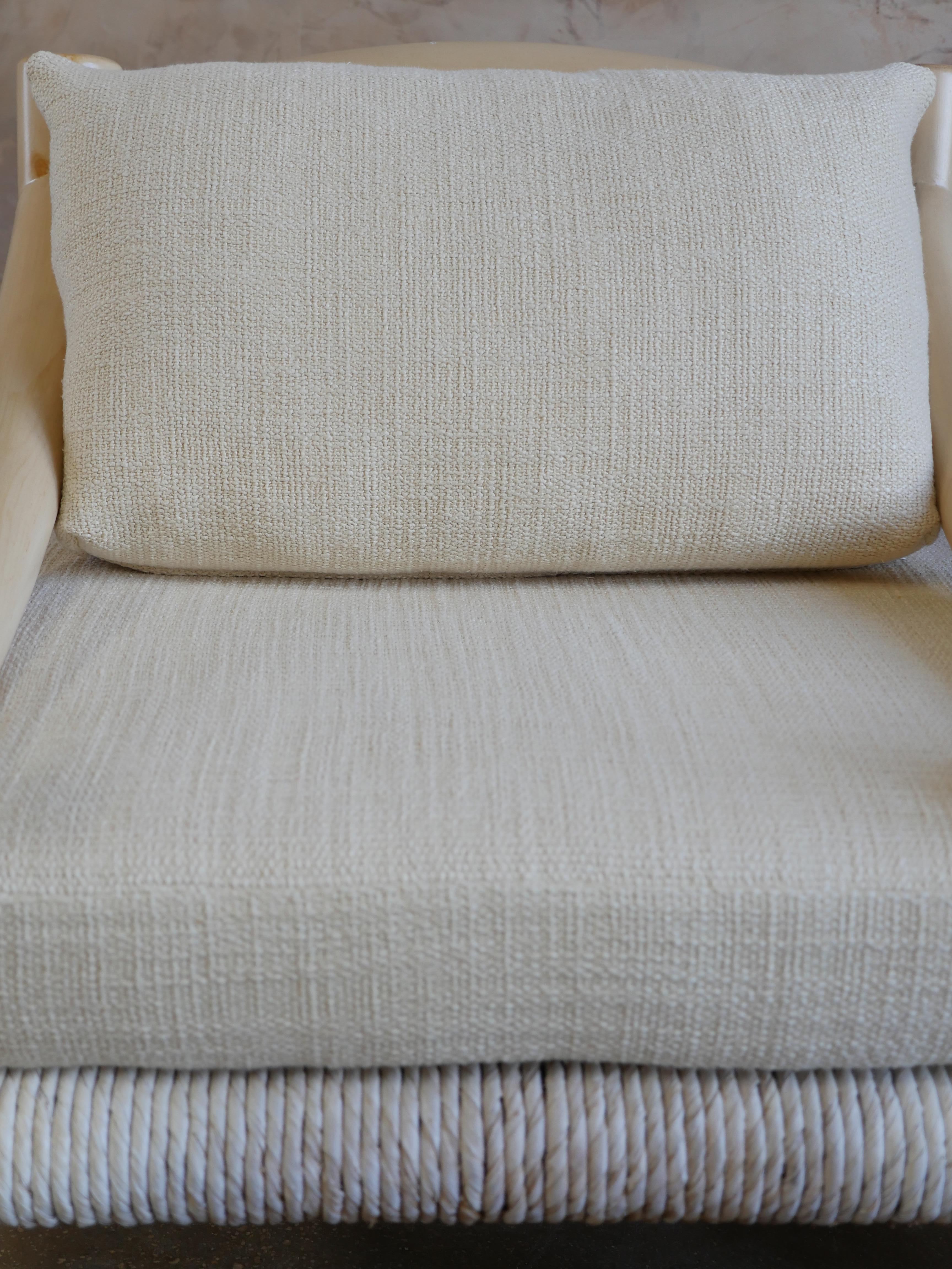1980s Michael Taylor Lounge Chairs with Elitis Linen Upholstery, Set of 2 3