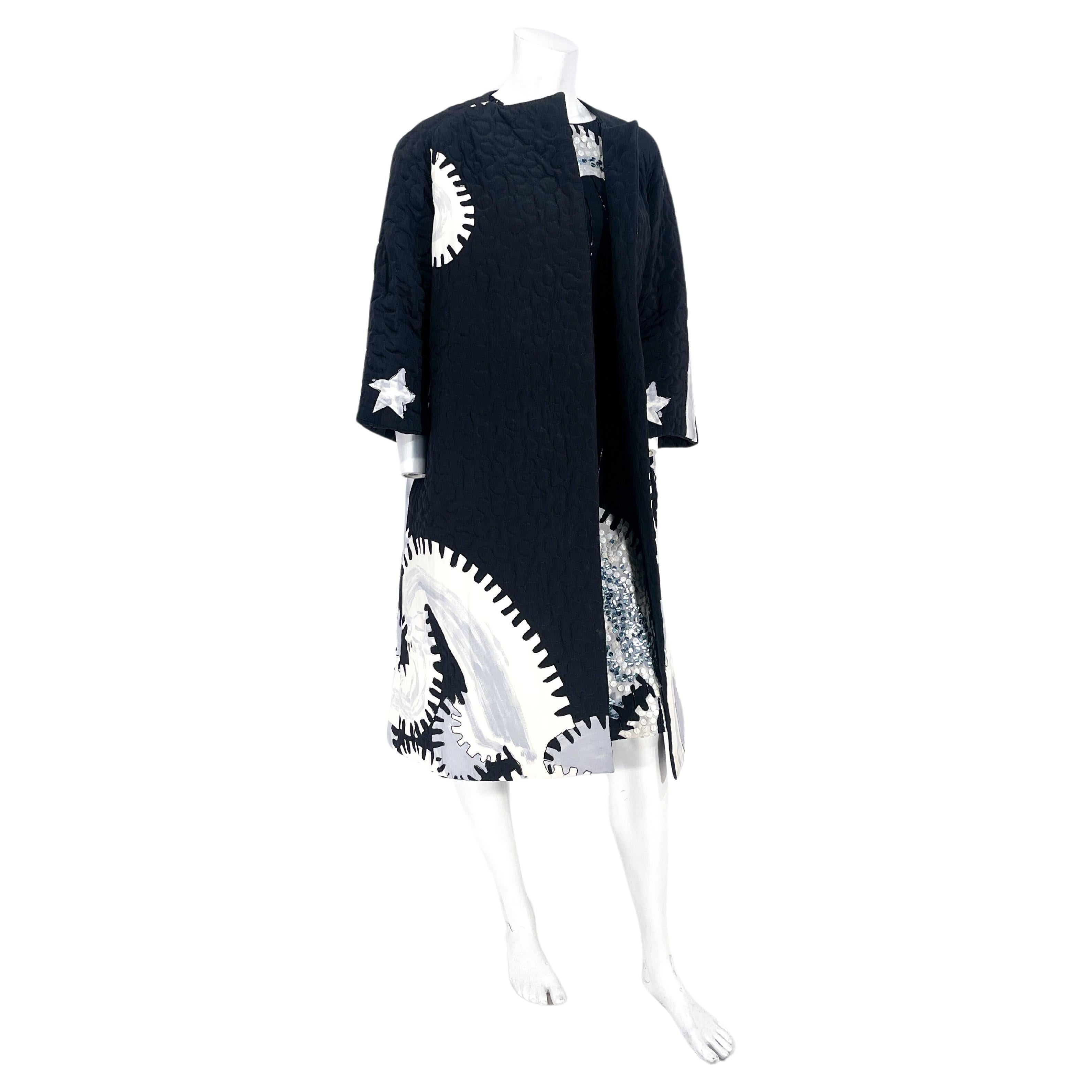 1980s Michaele Vollbracht Silk Dress and Coat Set For Sale