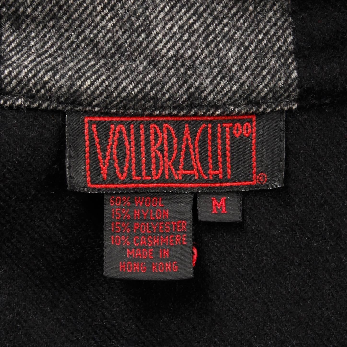 Black 1980s Michaele Vollbracht Vintage Cashmere Wool Plaid Coat Dress or Duster For Sale