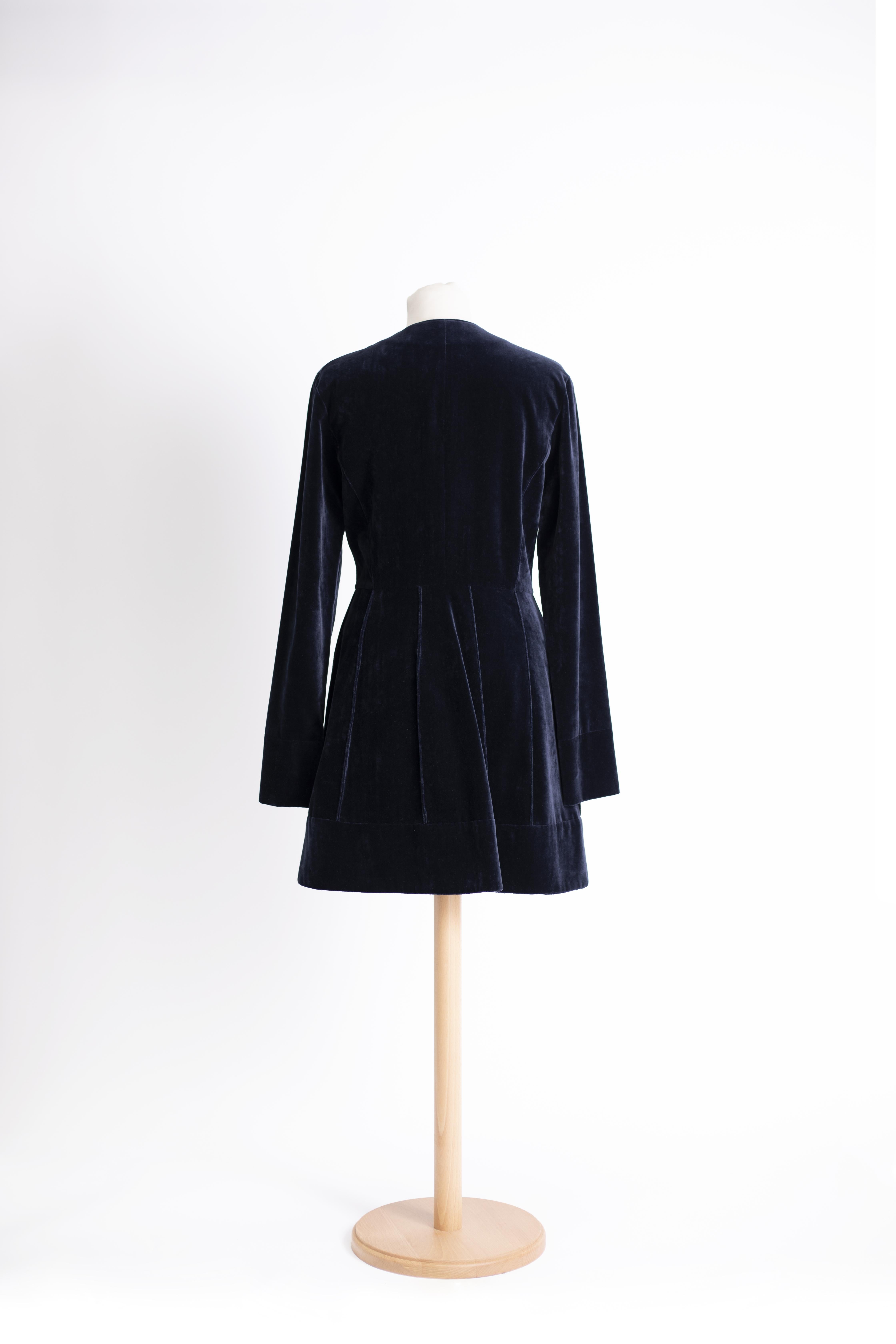 Women's 1980s Michel Klein Blue velvet dress  For Sale